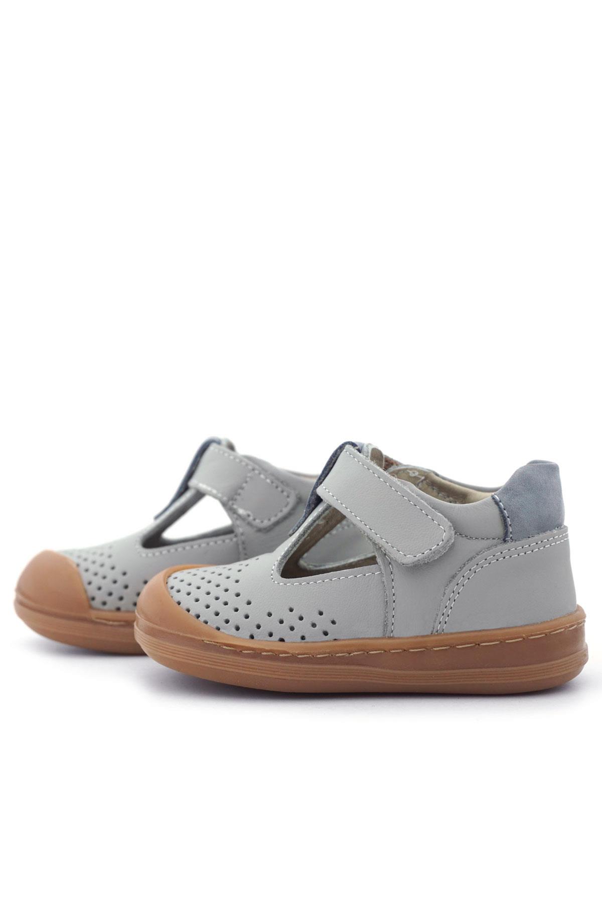Rakerplus Shaun Hakiki Deri Açık Gri Cırtlı Anatomik Bebek Sandalet R620-GG.25