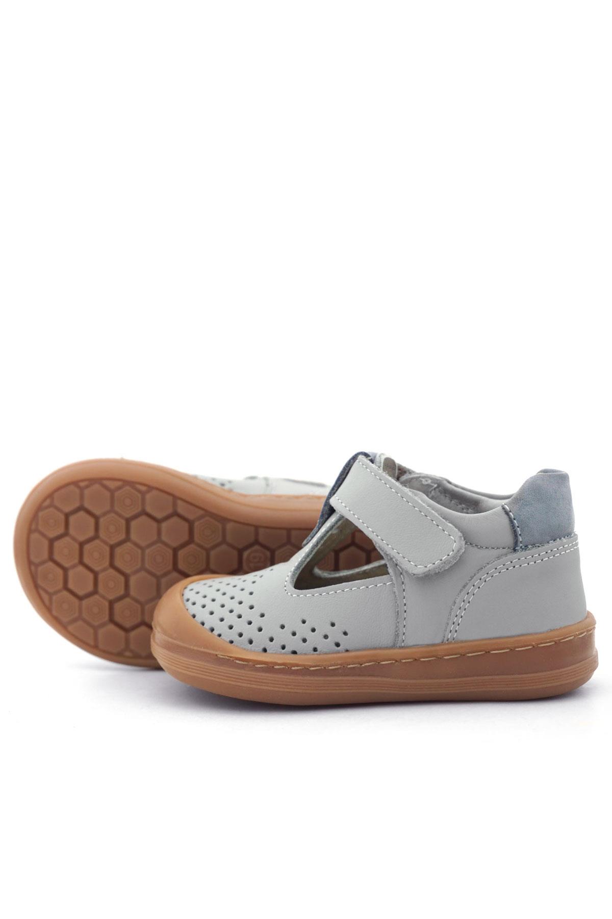Rakerplus Shaun Hakiki Deri Açık Gri Cırtlı Anatomik Bebek Sandalet R620-GG.25