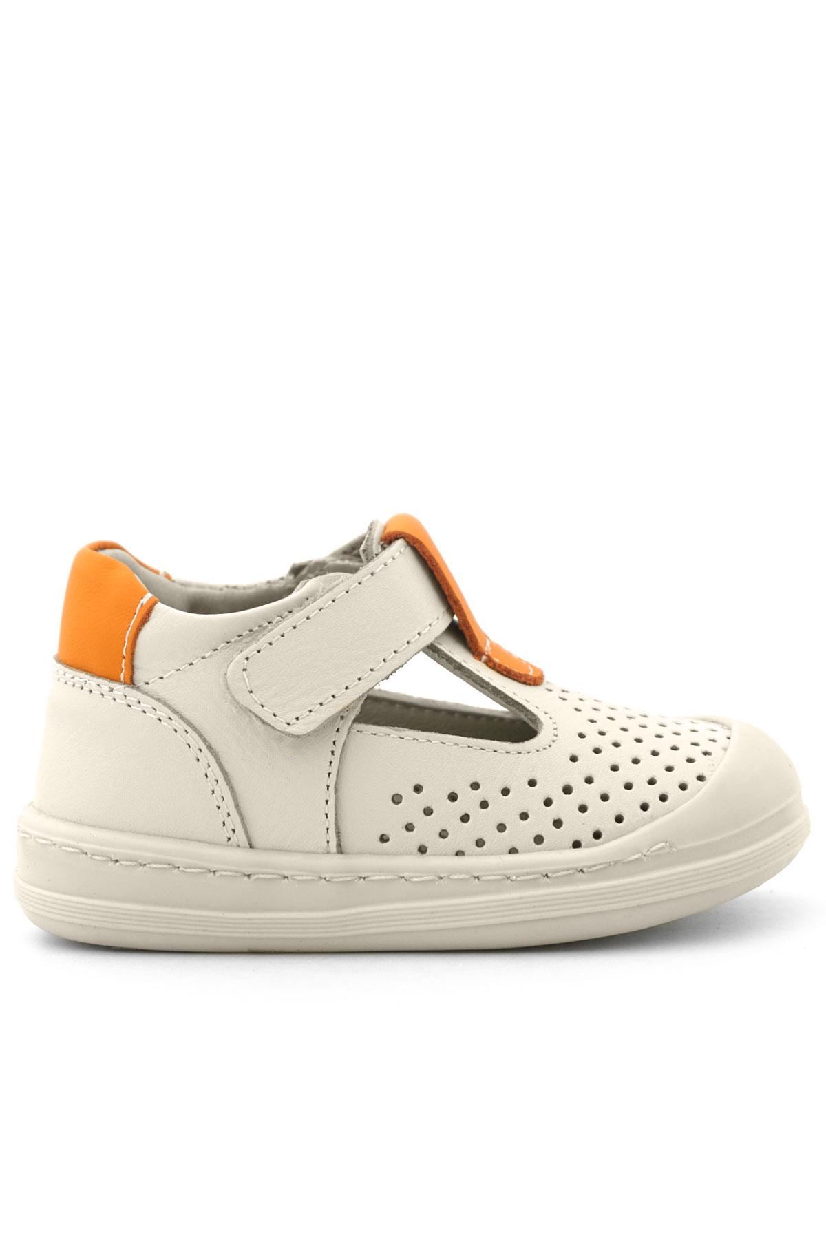 Rakerplus Shaun Hakiki Deri Bej Turuncu Cırtlı Anatomik Bebek Sandalet R620-BJTU.25