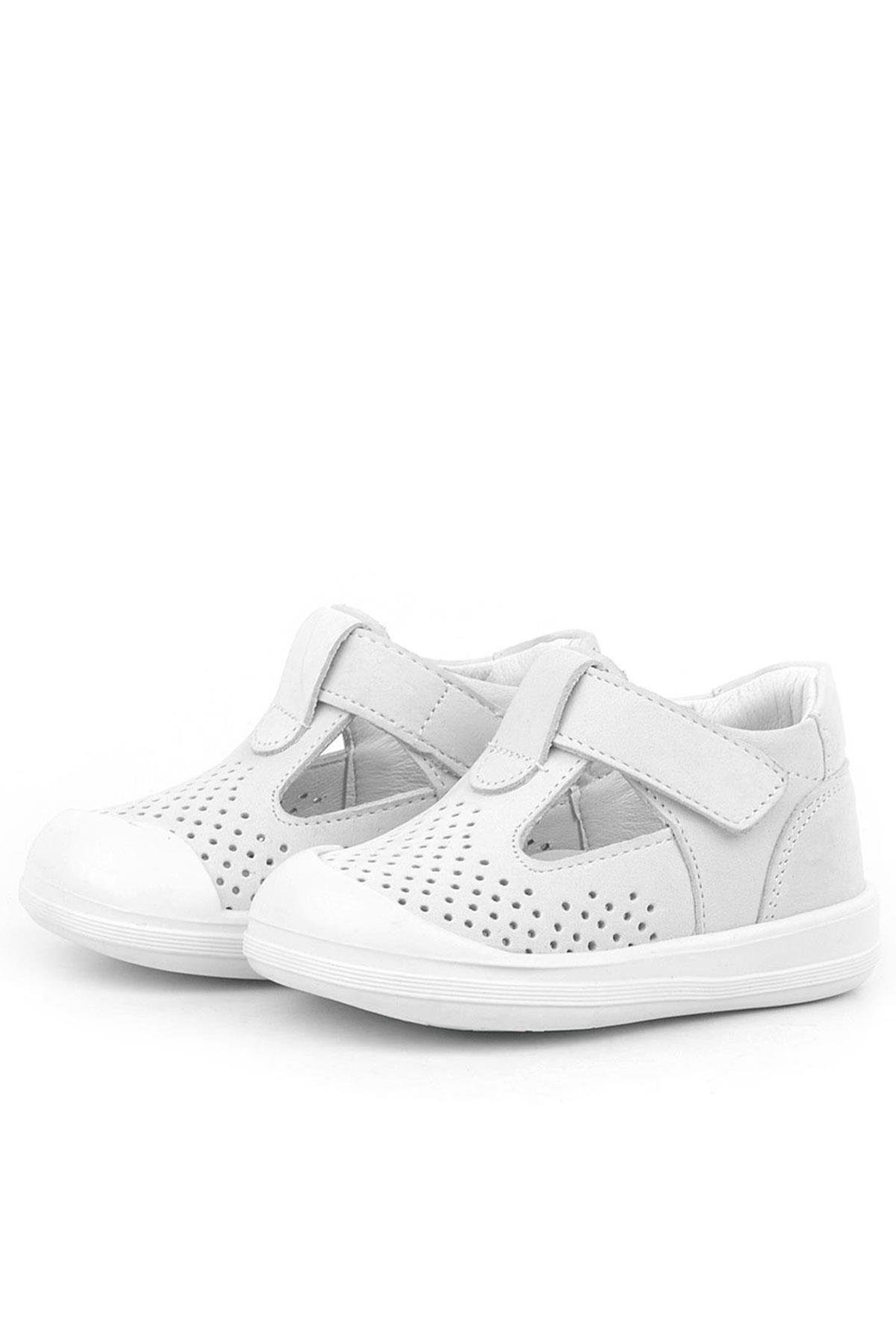 Rakerplus Shaun Hakiki Deri Beyaz Cırtlı Anatomik Bebek Sandalet R620-BEN.19