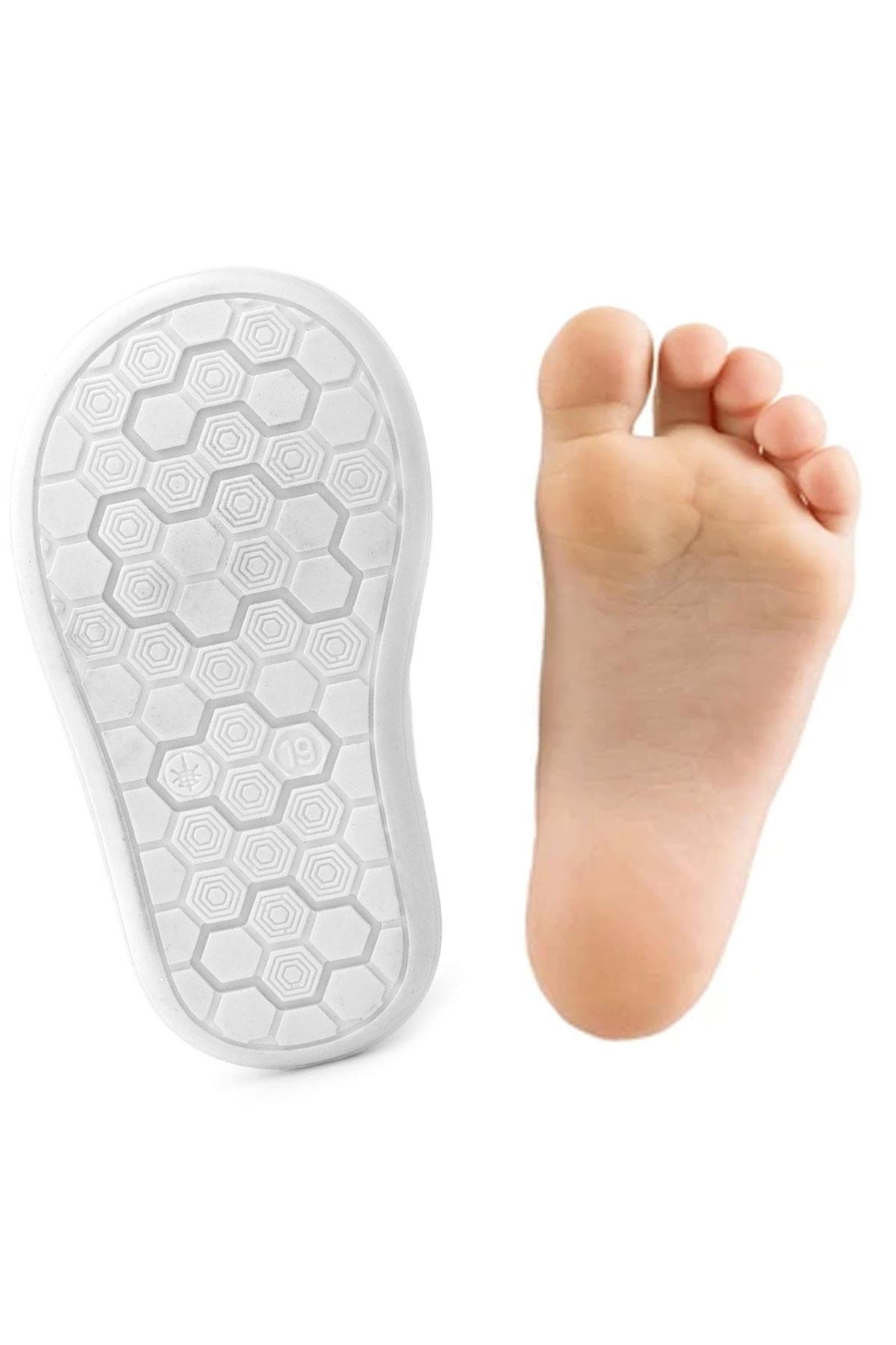 Rakerplus Shaun Hakiki Deri Beyaz Simli Cırtlı Anatomik Bebek Sandalet Ayakkabı R620-BSS.19