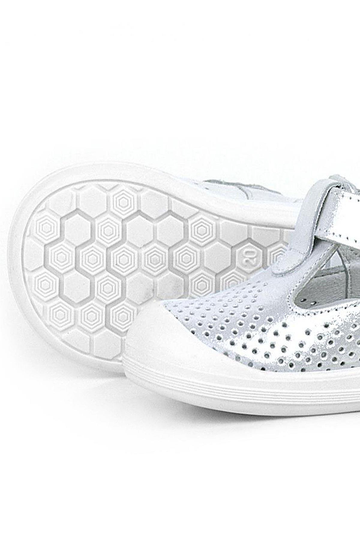 Rakerplus Shaun Hakiki Deri Beyaz Simli Cırtlı Anatomik Bebek Sandalet Ayakkabı R620-BSS.19