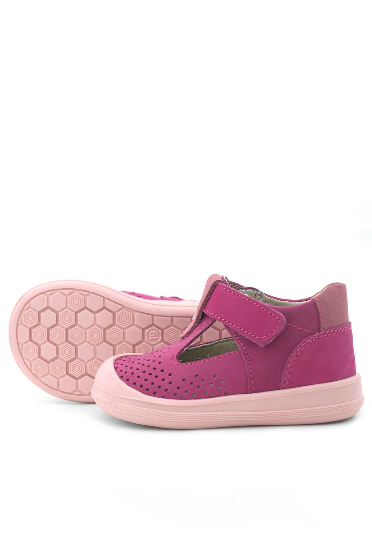 Rakerplus Shaun Hakiki Deri Fuşya Pembe Cırtlı Anatomik Bebek Sandalet R620-FP.25