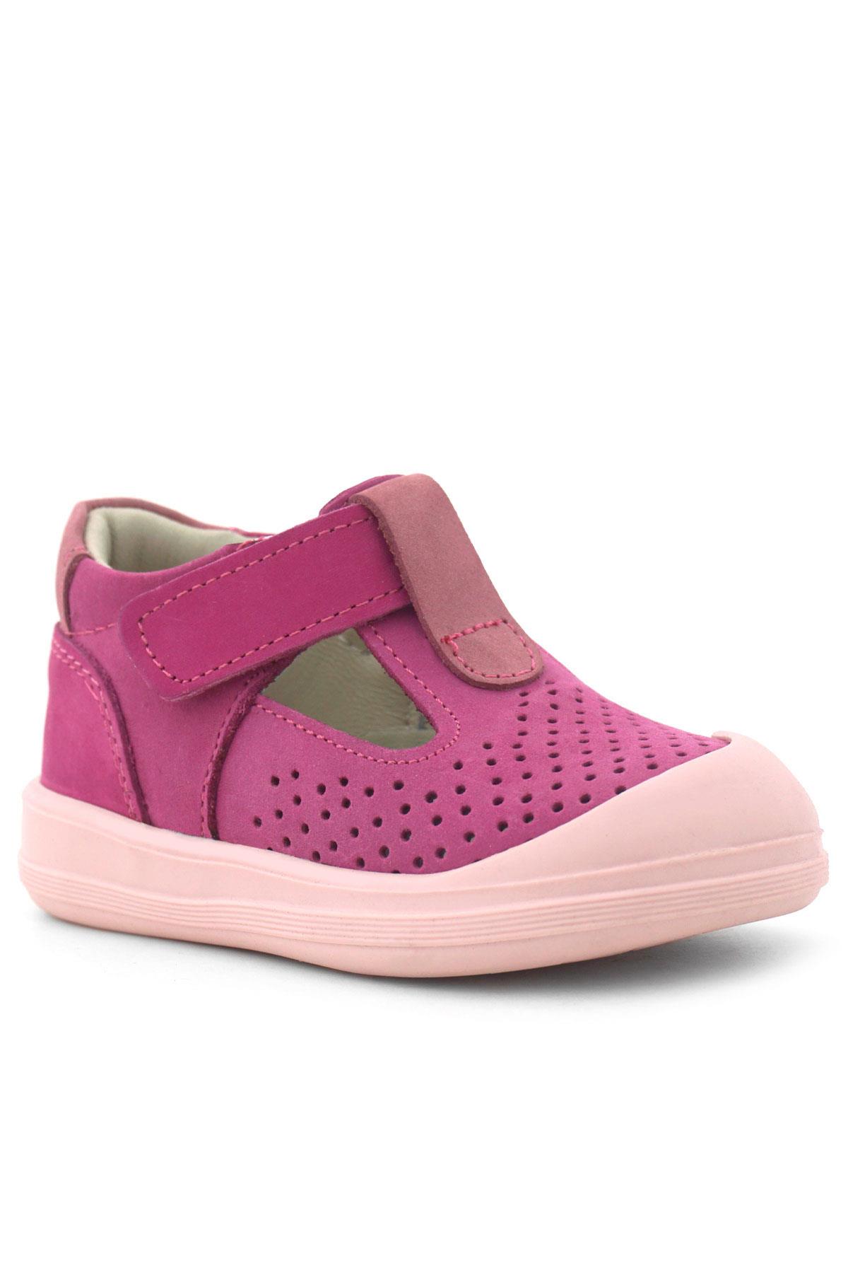 Rakerplus Shaun Hakiki Deri Fuşya Pembe Cırtlı Anatomik Bebek Sandalet R620-FP.25