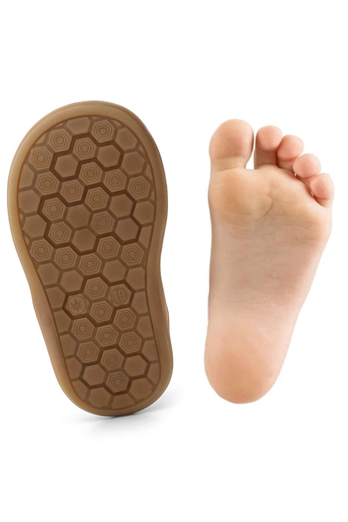 Rakerplus Shaun Genuine Leather Gray Tan Velcro Anatomical Baby Sandals R620-GRTAB.25