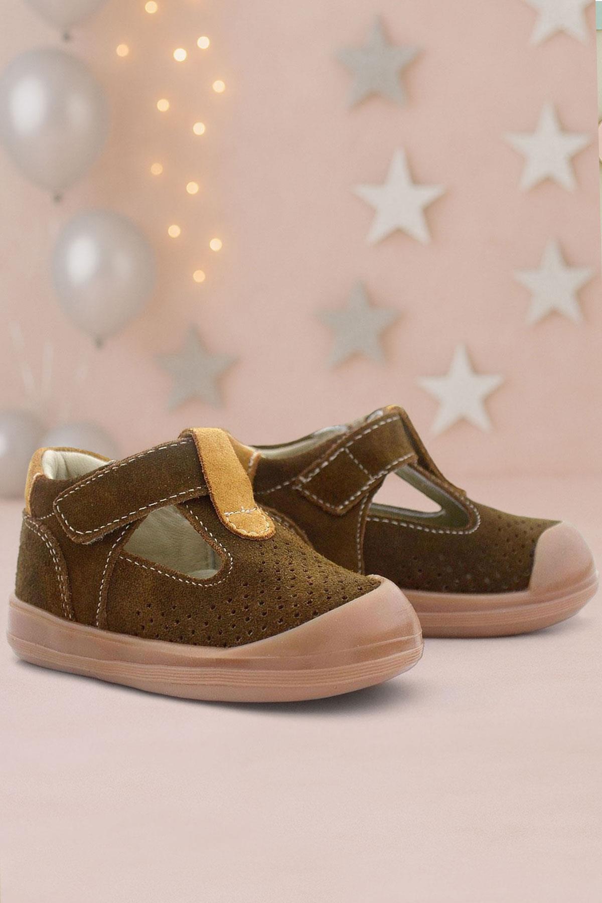 Rakerplus Shaun Genuine Leather Brown Brown Velcro Anatomical Baby Sandals R620-KTAB.25