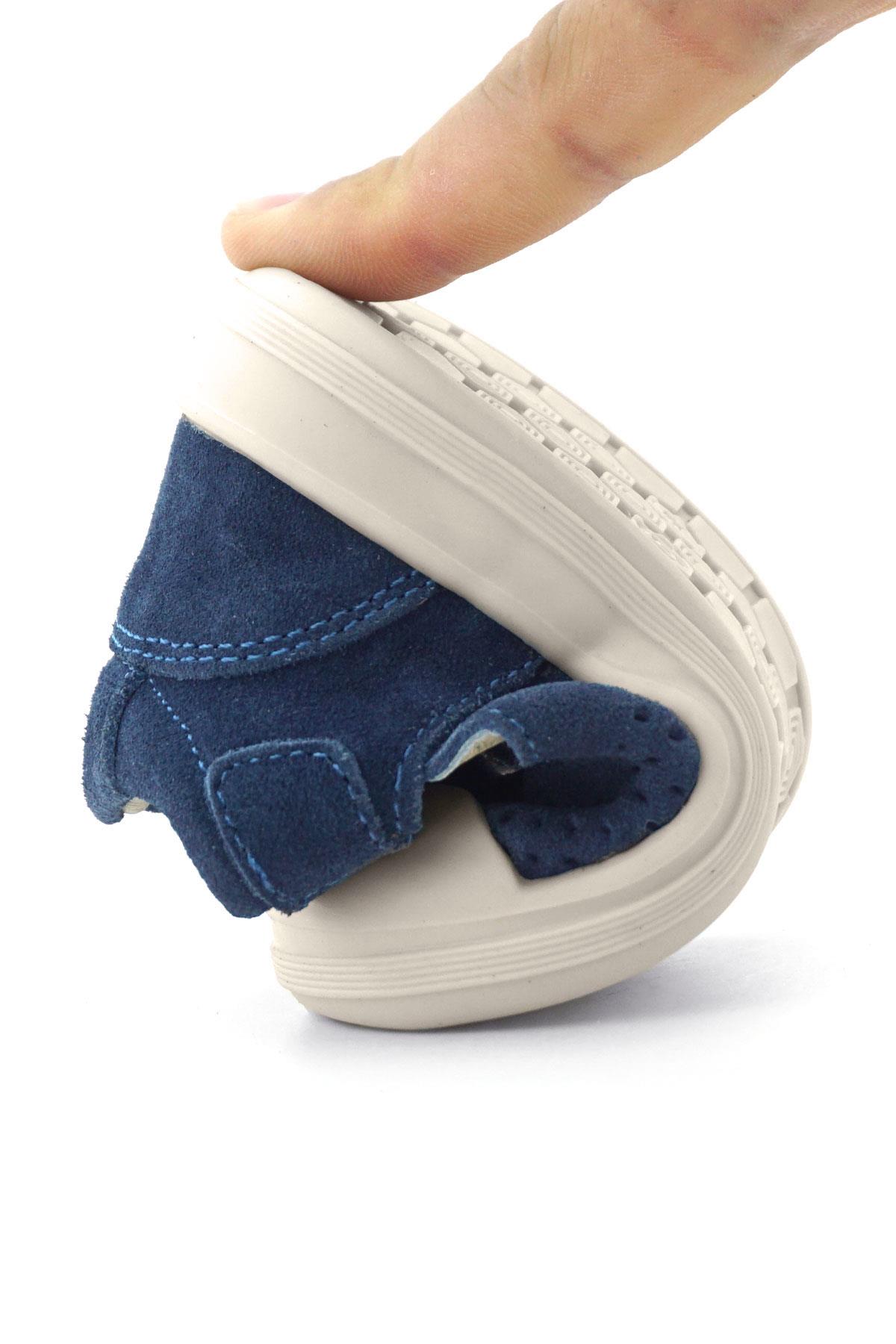 Rakerplus Shaun Hakiki Deri Lacivert Beyaz Cırtlı Anatomik Bebek Sandalet R620-LBE.25