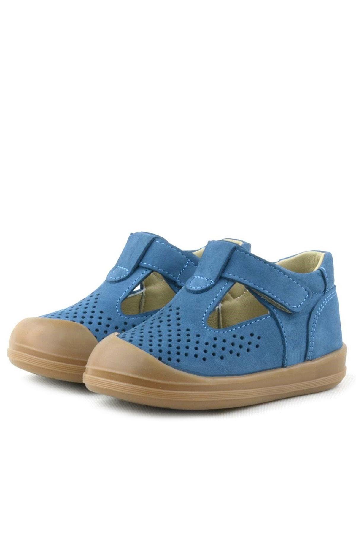 Rakerplus Shaun Hakiki Deri Lacivert Cırtlı Anatomik Bebek Sandalet R620-L.19