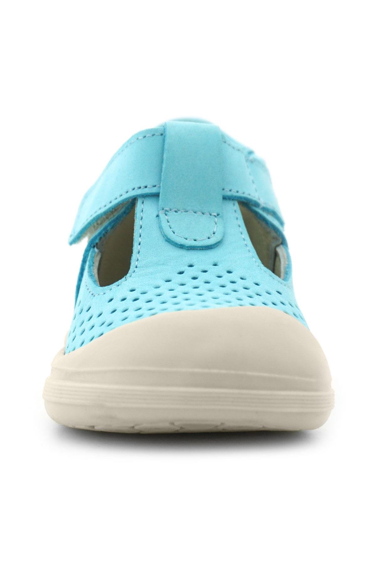 Rakerplus Shaun Hakiki Deri Mavi Beyaz Cırtlı Anatomik Bebek Sandalet R620-MABE.25