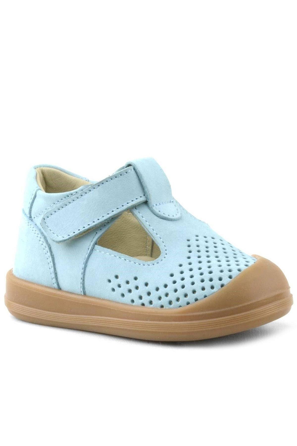Rakerplus Shaun Hakiki Deri Mavi Cırtlı Anatomik Bebek Sandalet R620-M.19