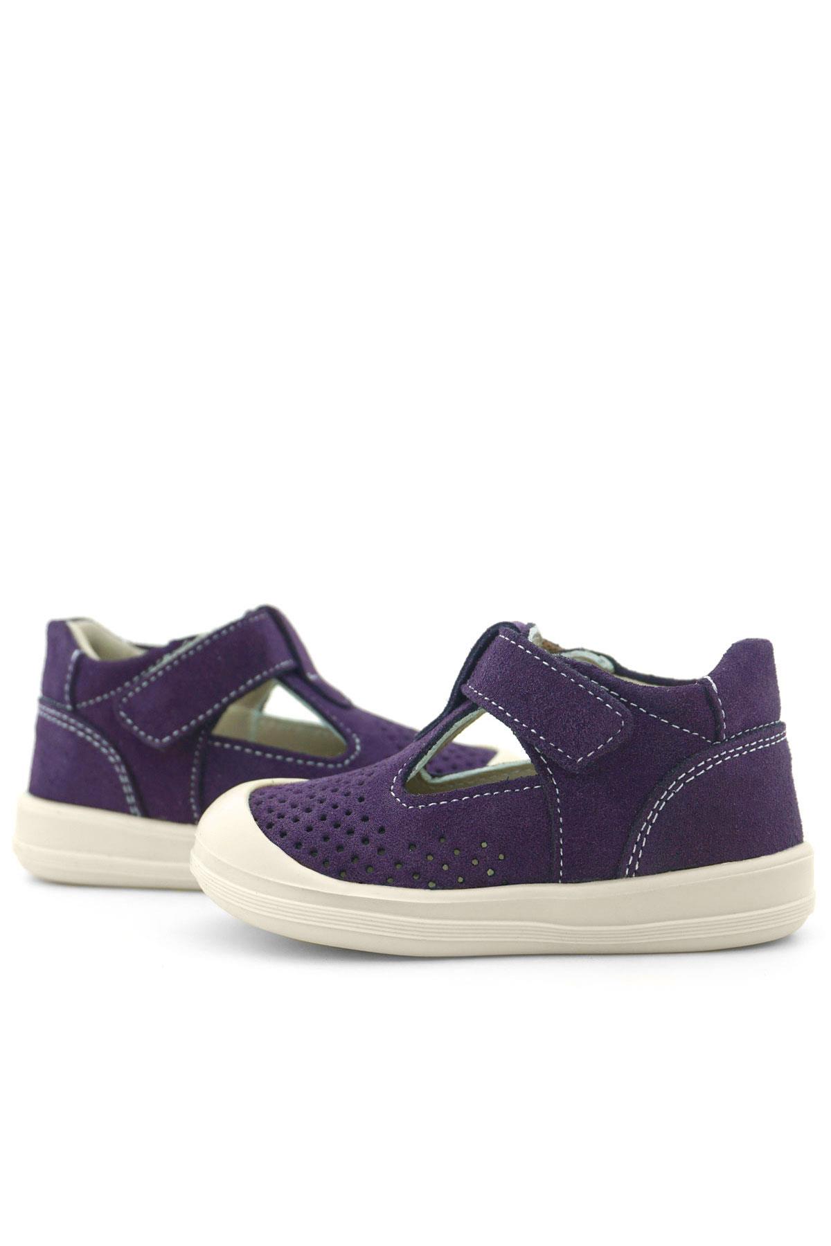 Rakerplus Shaun Hakiki Deri Mor Beyaz Cırtlı Anatomik Bebek Sandalet R620-MOBE.25