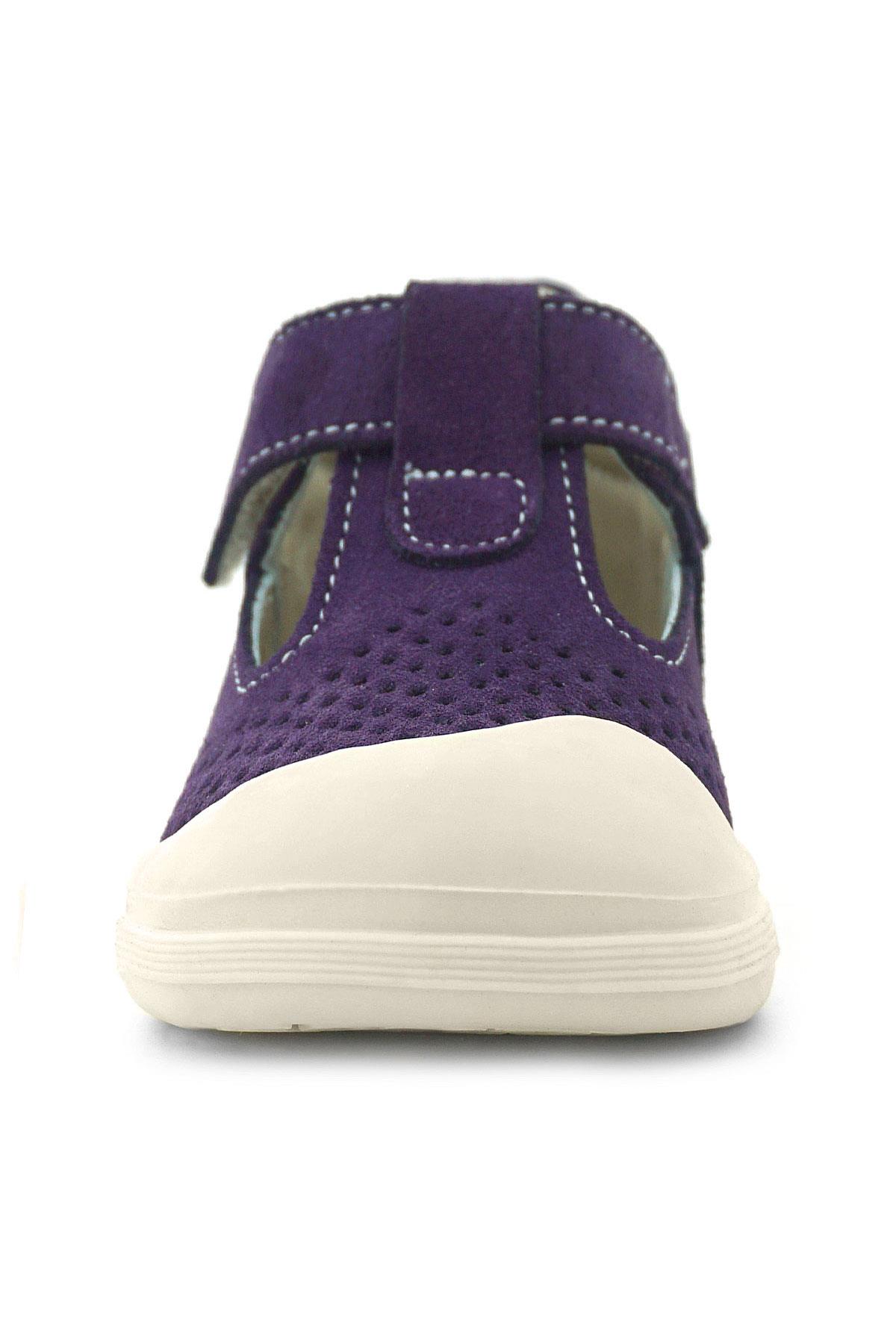 Rakerplus Shaun Hakiki Deri Mor Beyaz Cırtlı Anatomik Bebek Sandalet R620-MOBE.25