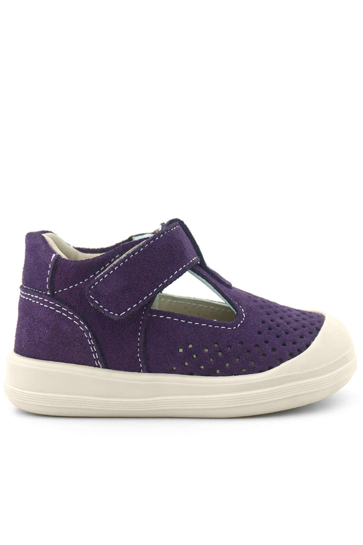 Rakerplus Shaun Hakiki Deri Mor Beyaz Cırtlı Anatomik Bebek Sandalet R620-MOBE.25