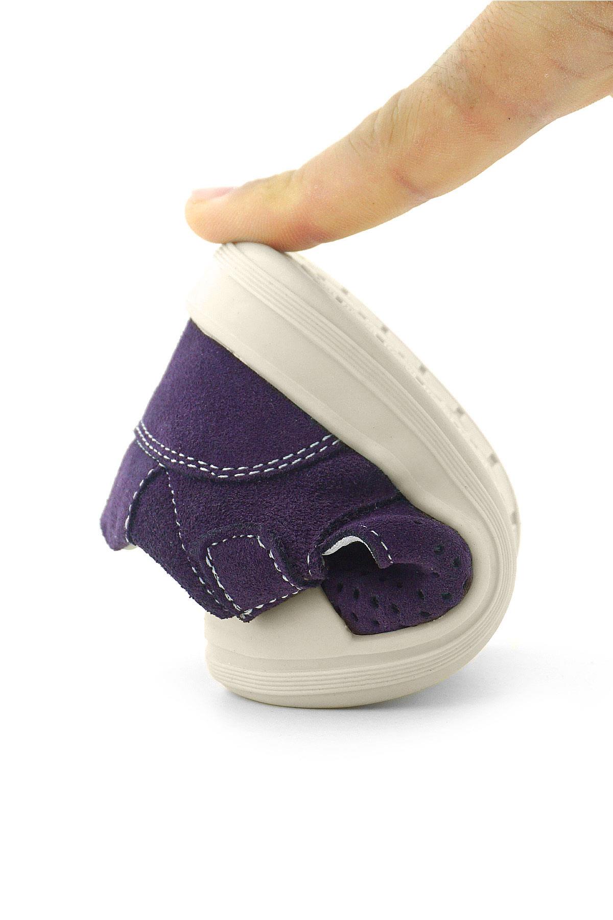 Rakerplus Shaun Hakiki Deri Mor Beyaz Cırtlı Anatomik Bebek Sandalet R620-MOBE.25