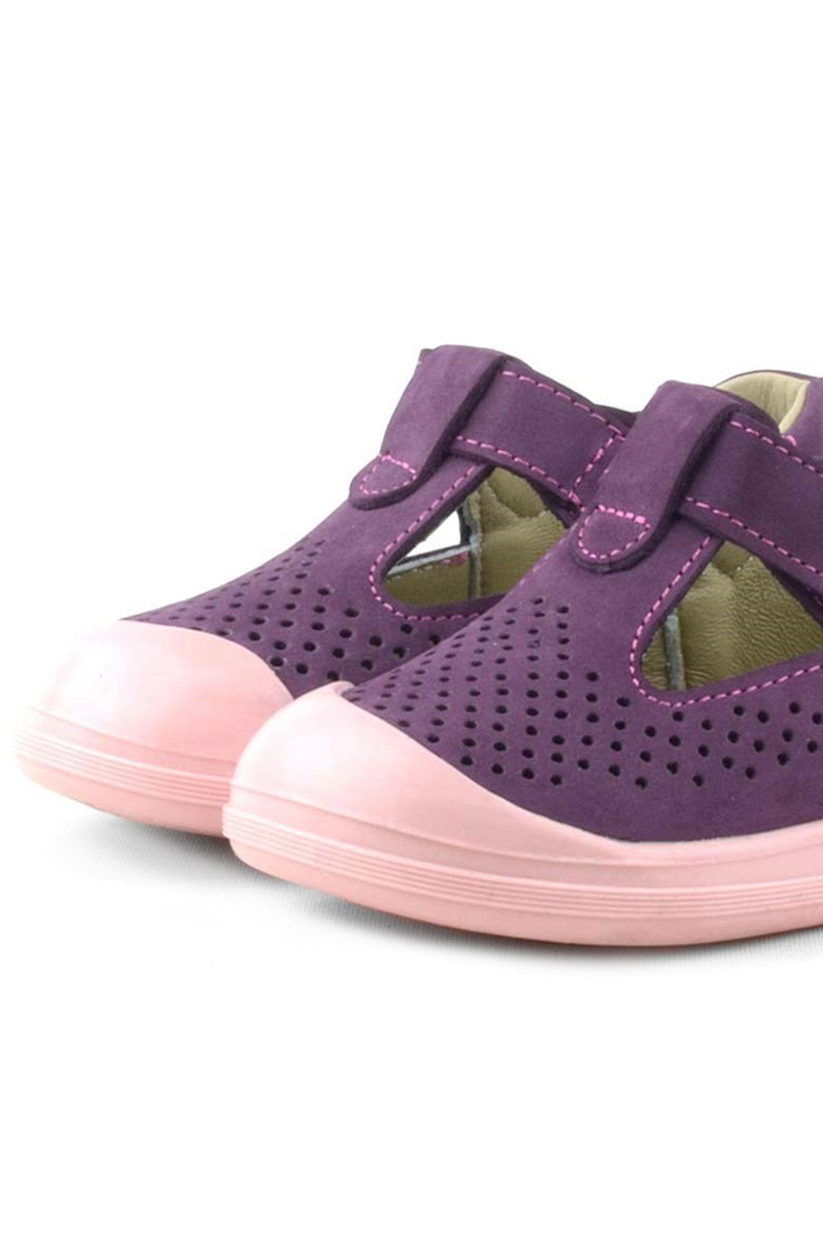 Rakerplus Shaun Hakiki Deri Mor Cırtlı Anatomik Bebek Sandalet R620-MO.19
