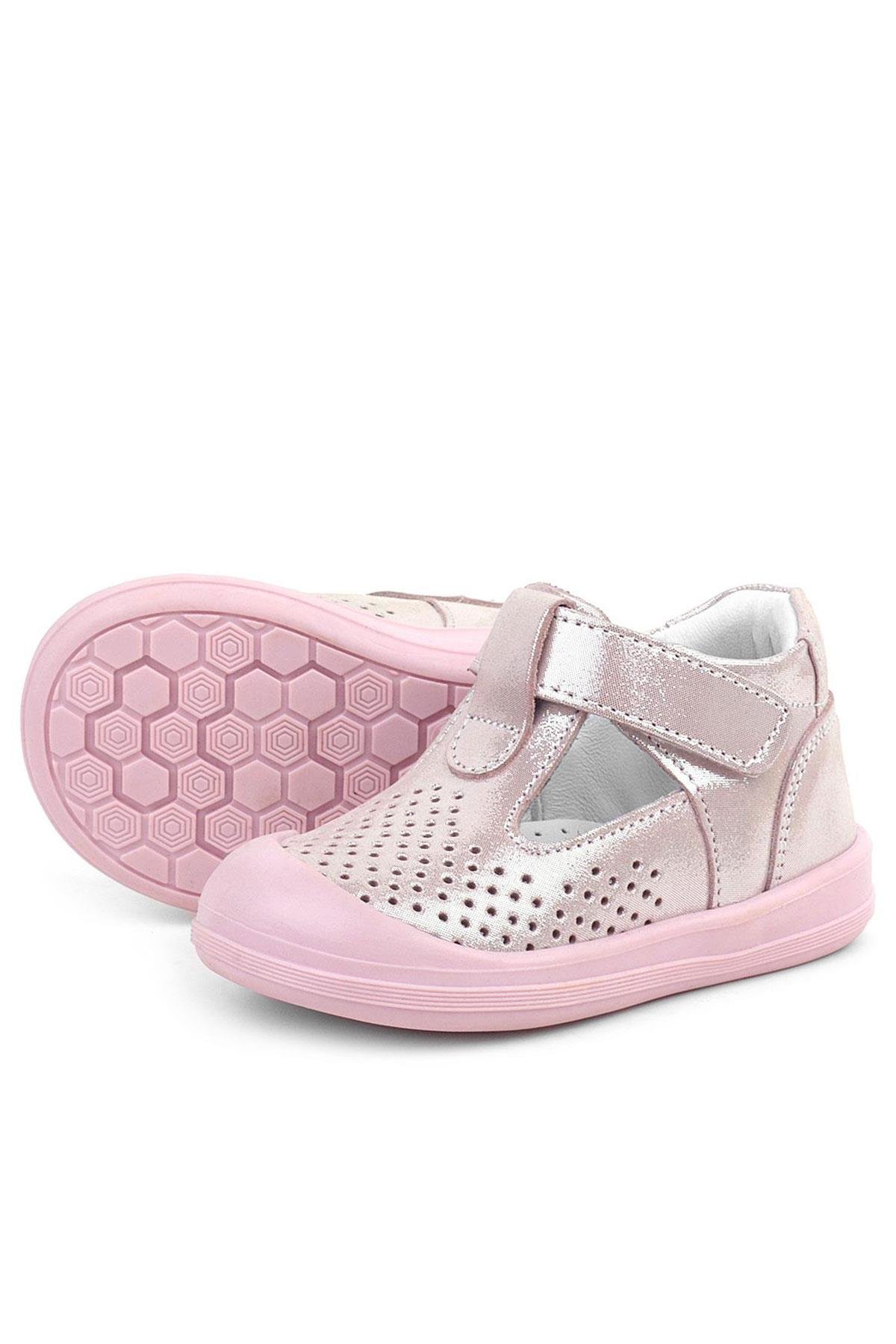 Rakerplus Shaun Hakiki Deri Pembe Simli Cırtlı Anatomik Bebek Sandalet Ayakkabı R620-PSIM.20