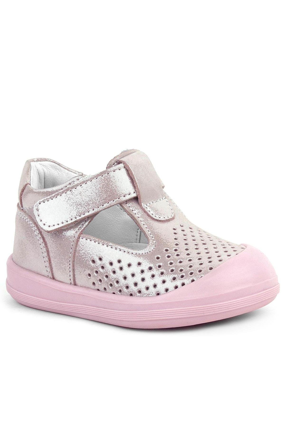 Rakerplus Shaun Hakiki Deri Pembe Simli Cırtlı Anatomik Bebek Sandalet Ayakkabı R620-PSIM.20