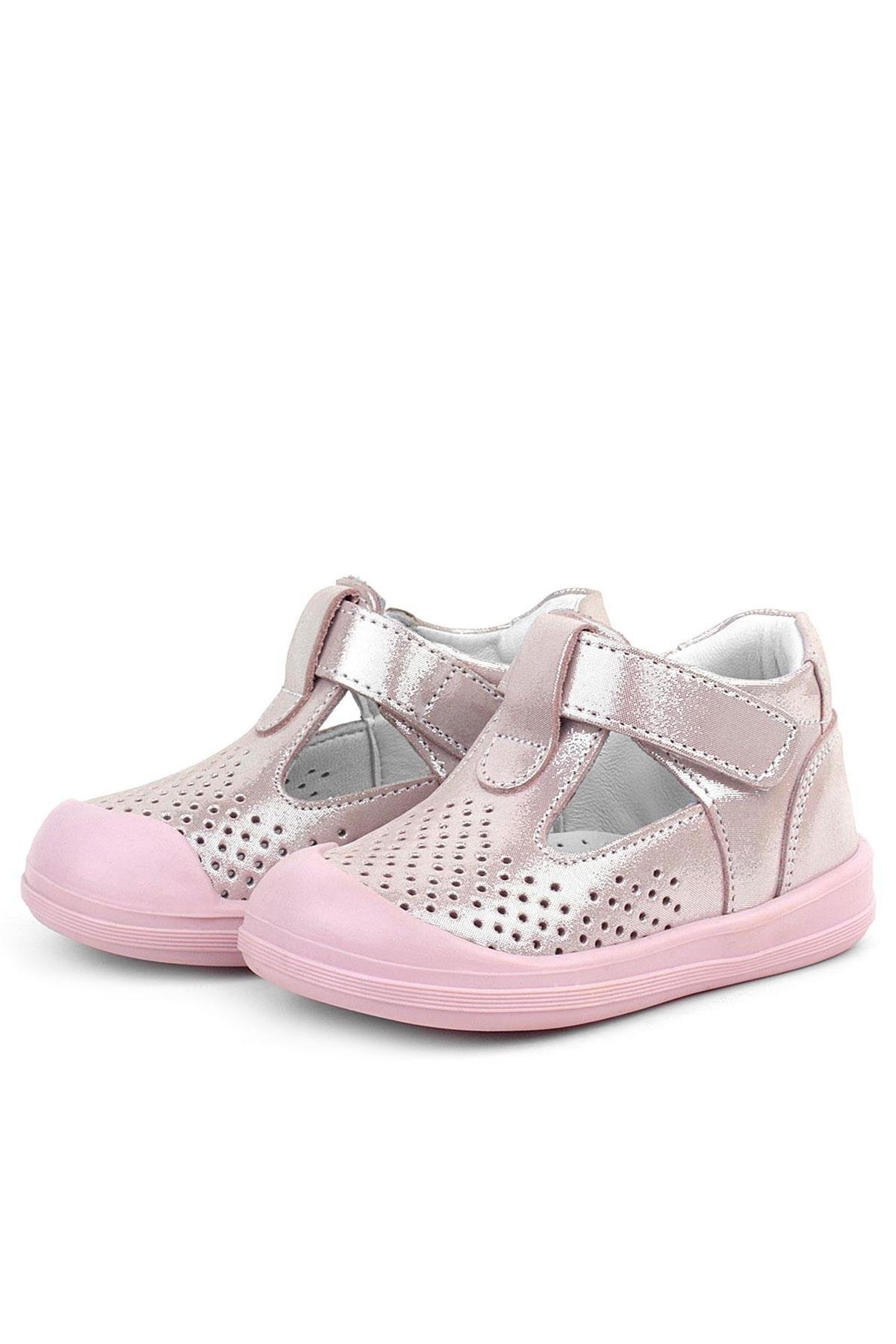 Rakerplus Shaun Hakiki Deri Pembe Simli Cırtlı Anatomik Bebek Sandalet Ayakkabı R620-PSIM.20