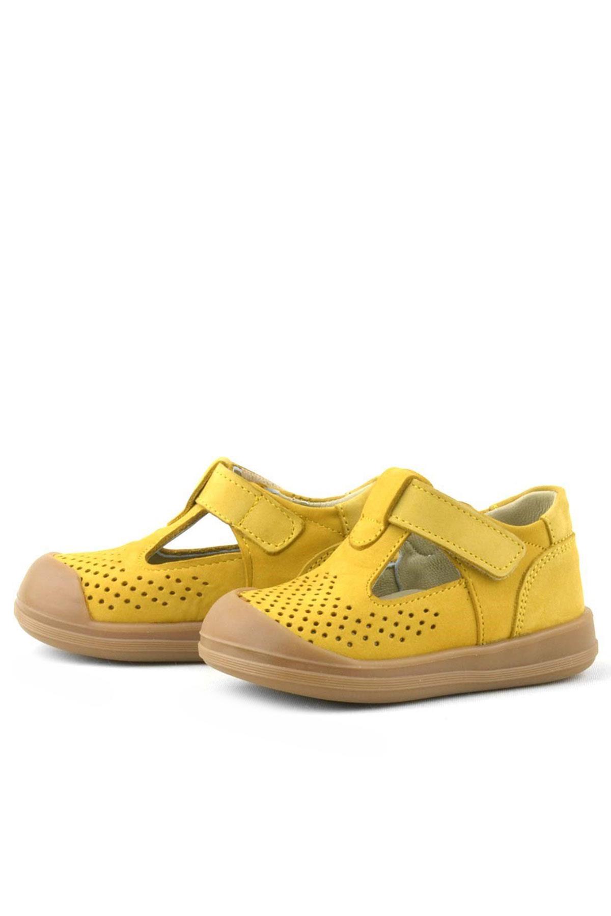 Rakerplus Shaun Hakiki Deri Sarı Cırtlı Anatomik Bebek Sandalet R620-SA.19