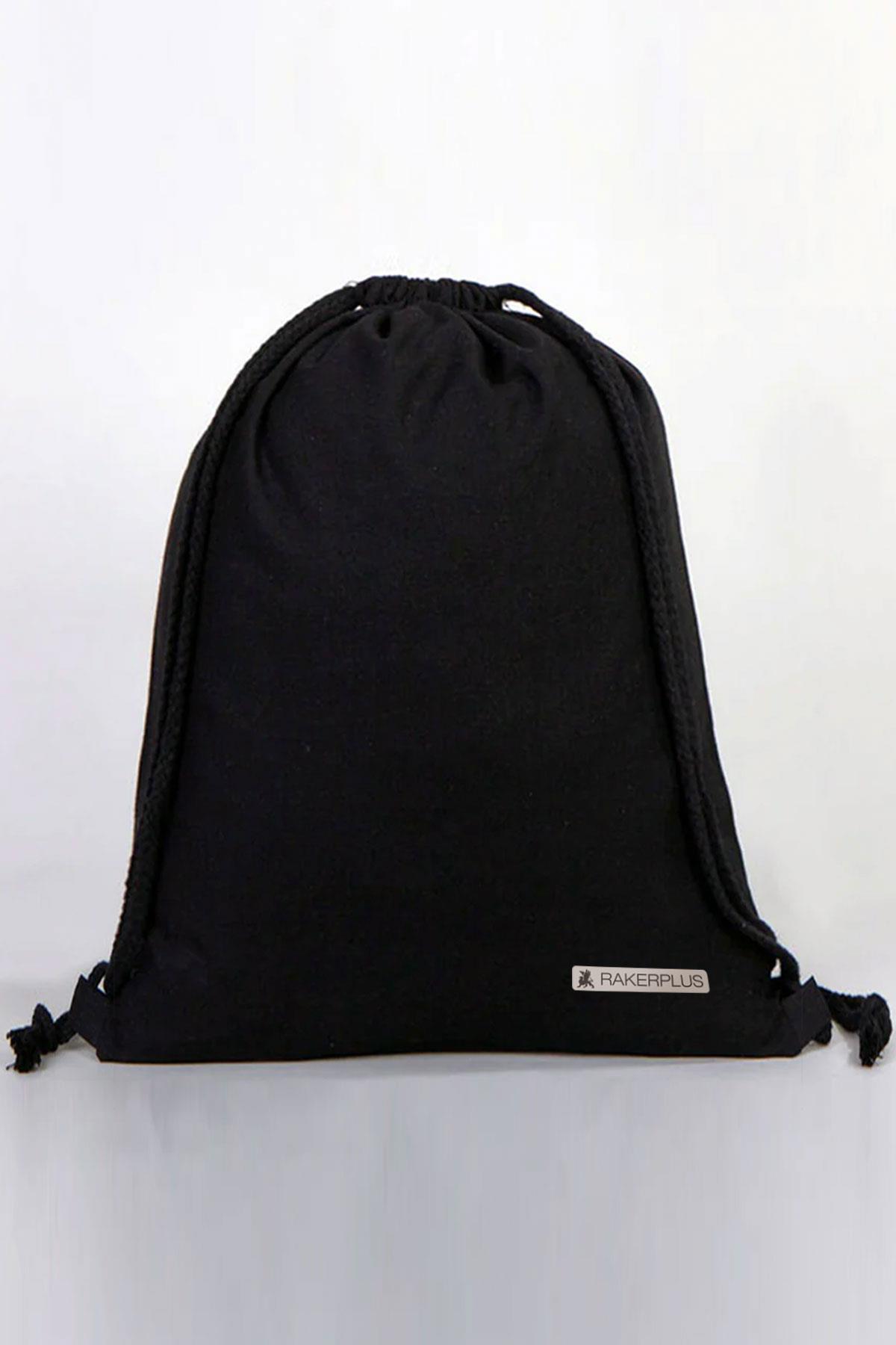 Rakerplus Siyah 35x40 cm Unisex Ham Bez Büzgülü Sırt Ayakkabı Çantası RC-0006-S