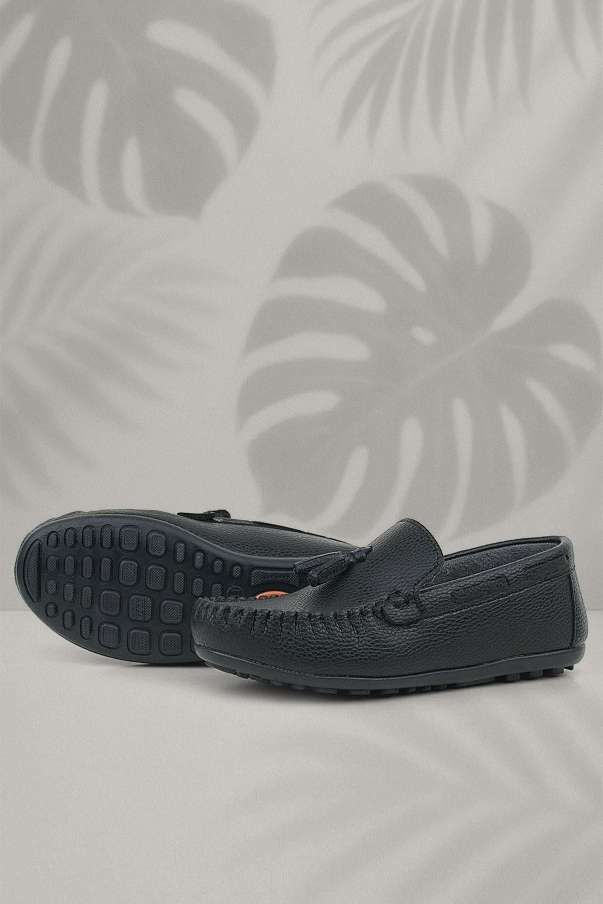 Rakerplus Black Moccasin Shoes For Boys 3400-SS.26