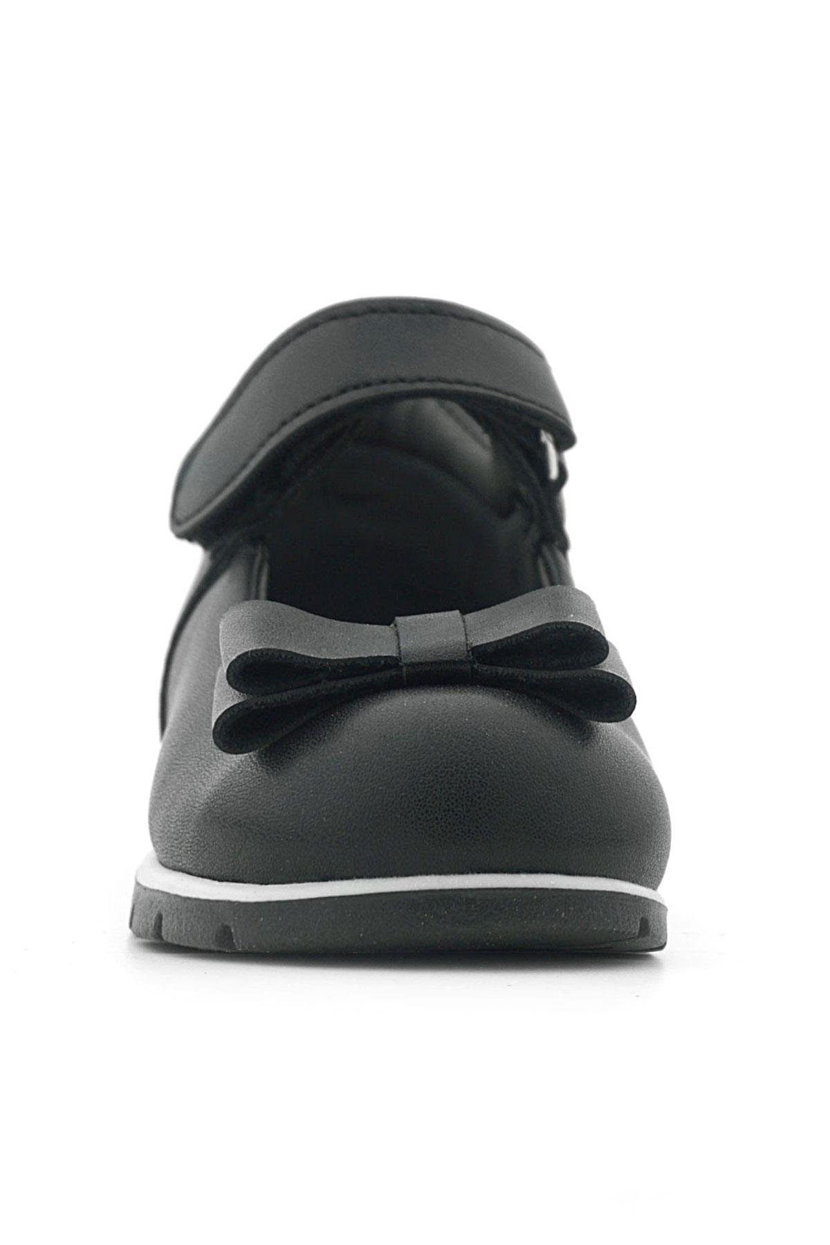 Rakerplus Siyah Mat Fiyonklu Kız Bebek Babet Ayakkabı 105-SM.25