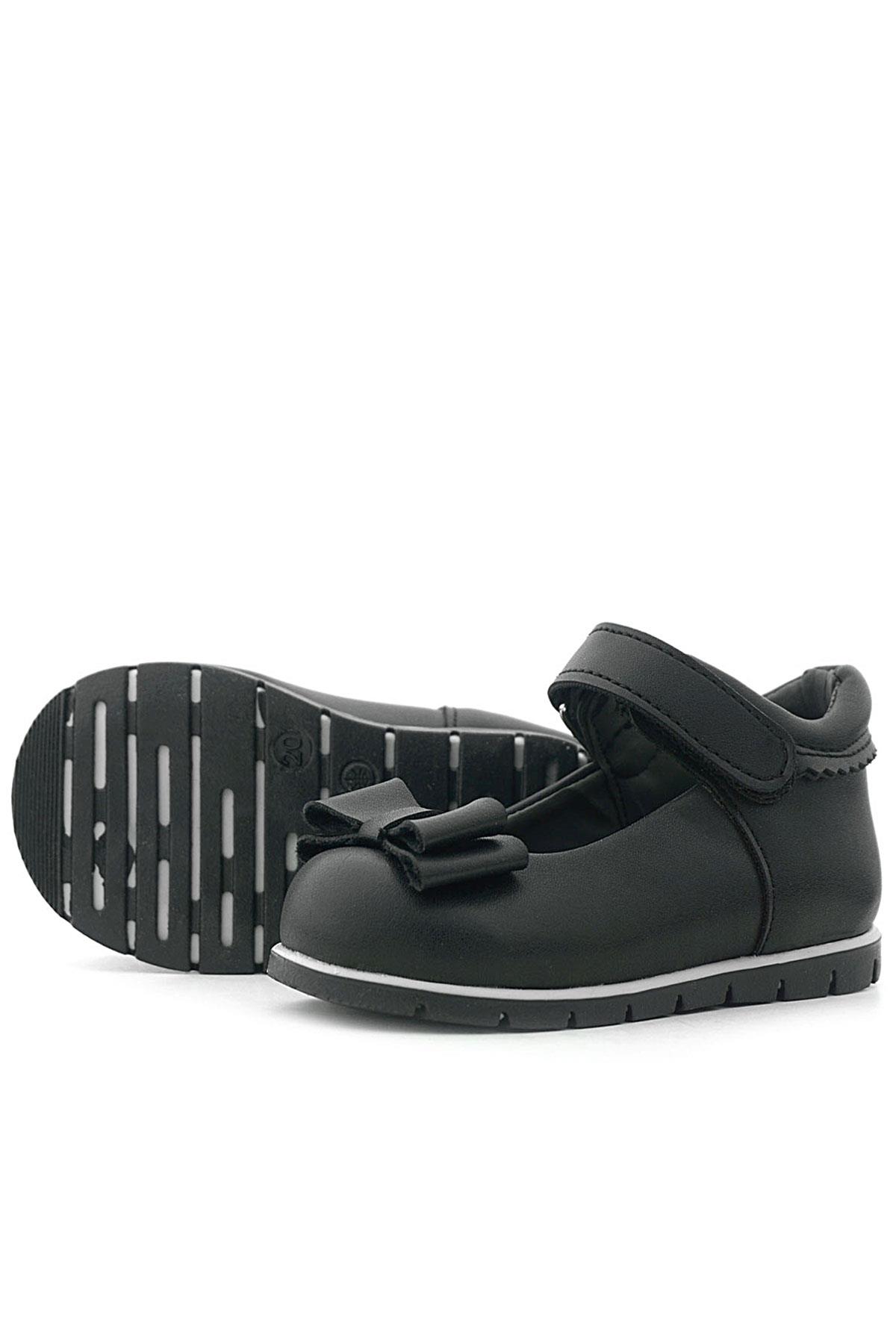 Rakerplus Siyah Mat Fiyonklu Kız Bebek Babet Ayakkabı 105-SM.25