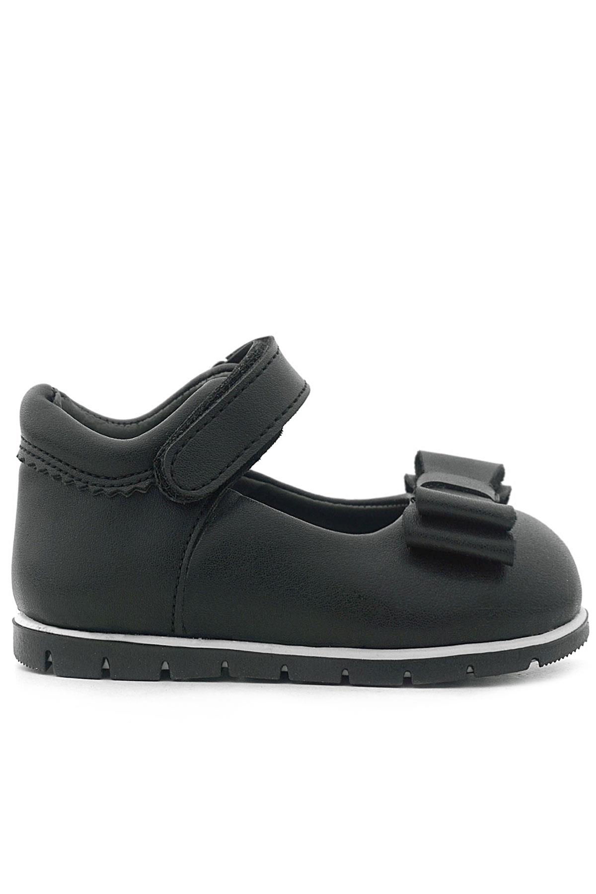 Rakerplus Siyah Mat Fiyonklu Kız Bebek Babet Ayakkabı 105-SM.25