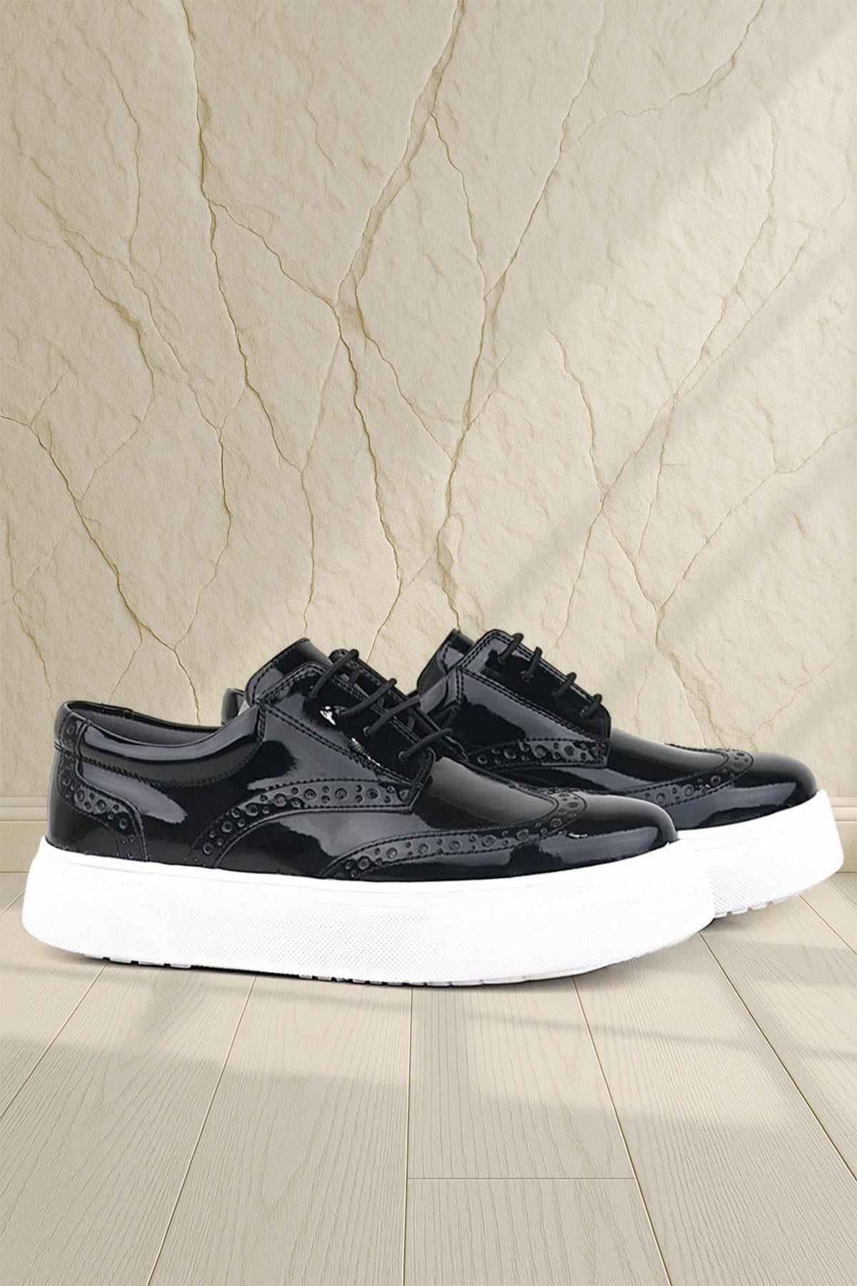 Rakerplus Siyah Rugan Beyaz Taban Oxford Çocuk Klasik Ayakkabı 3074-SR-B.26