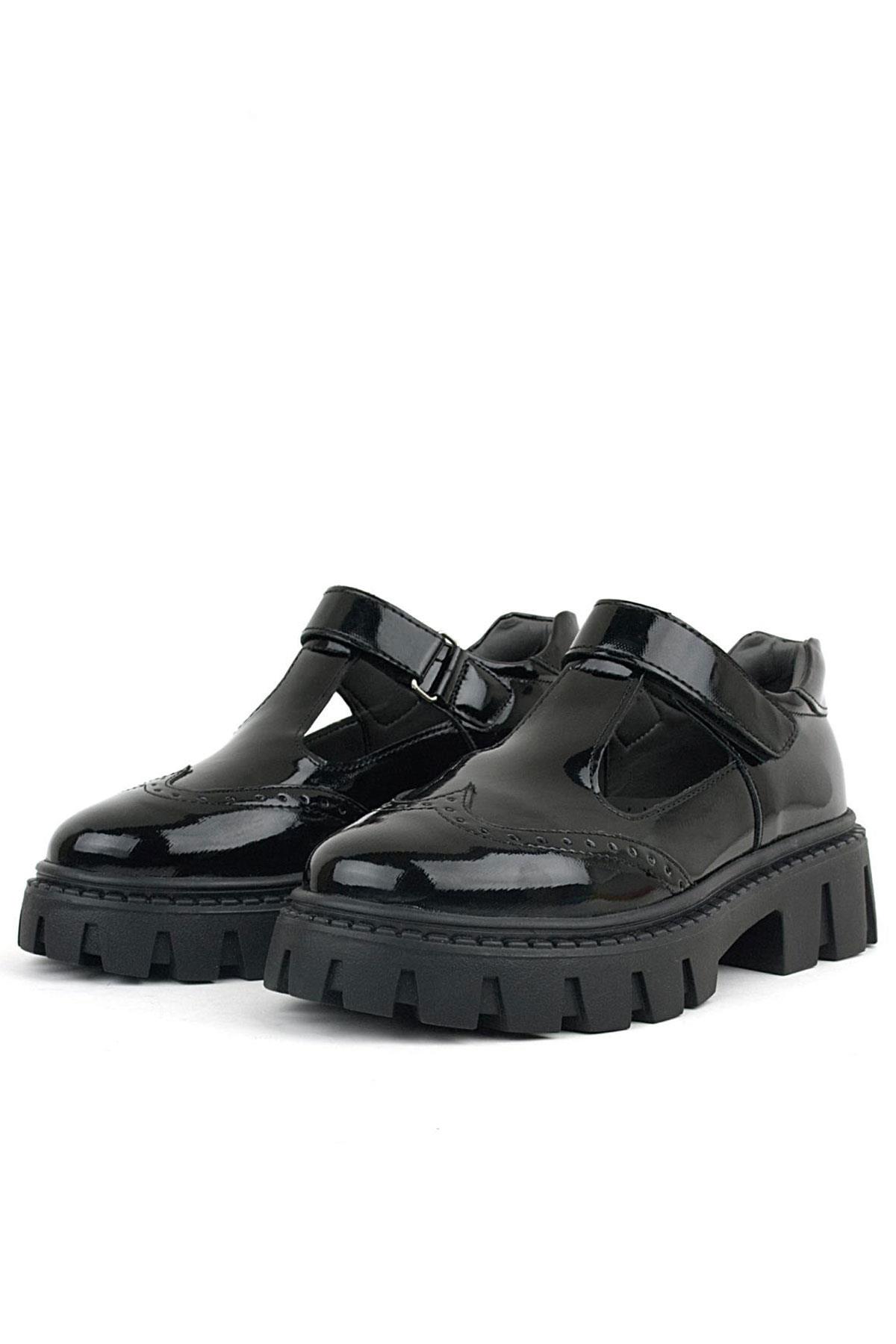 Rakerplus Black Rougan Velcro Girls' School Shoes 910-SR.31