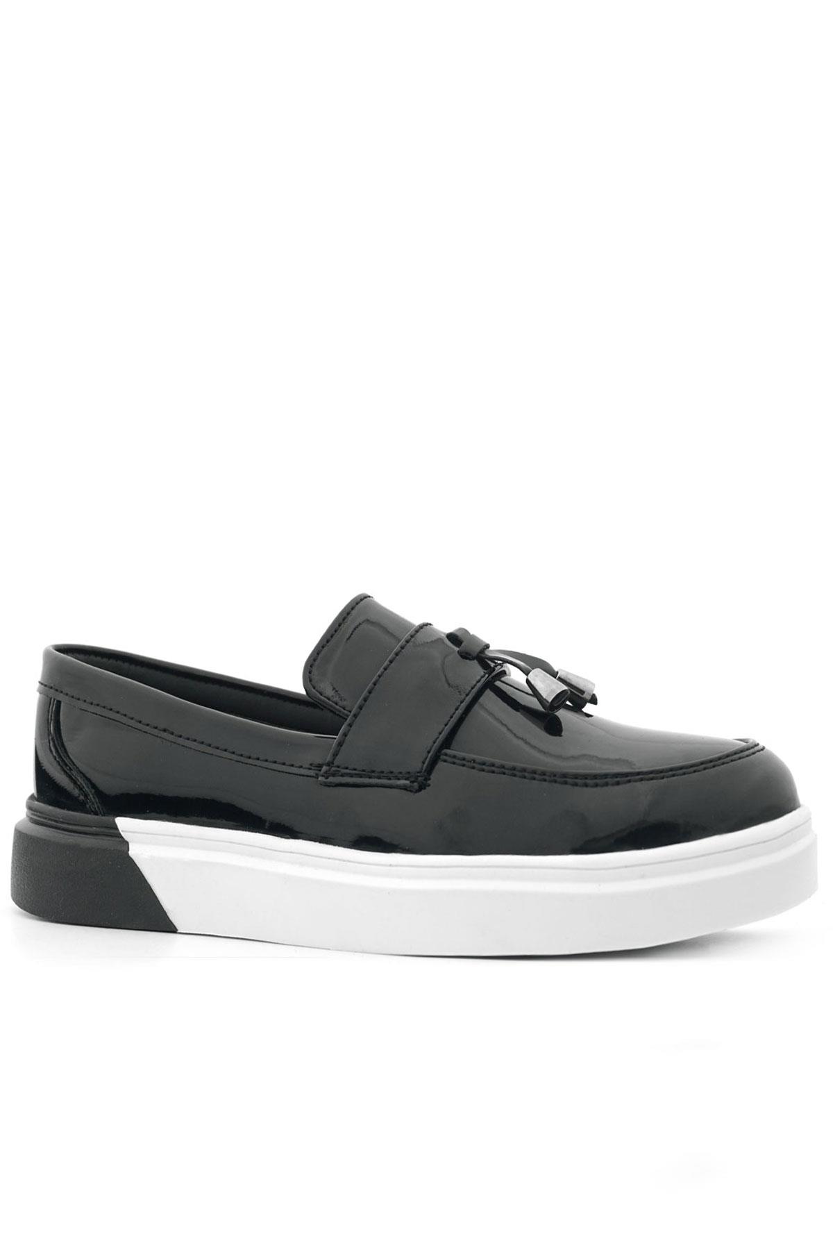 Rakerplus Siyah Rugan Tokalı Çocuk Klasik Ayakkabı X3054-SR.35