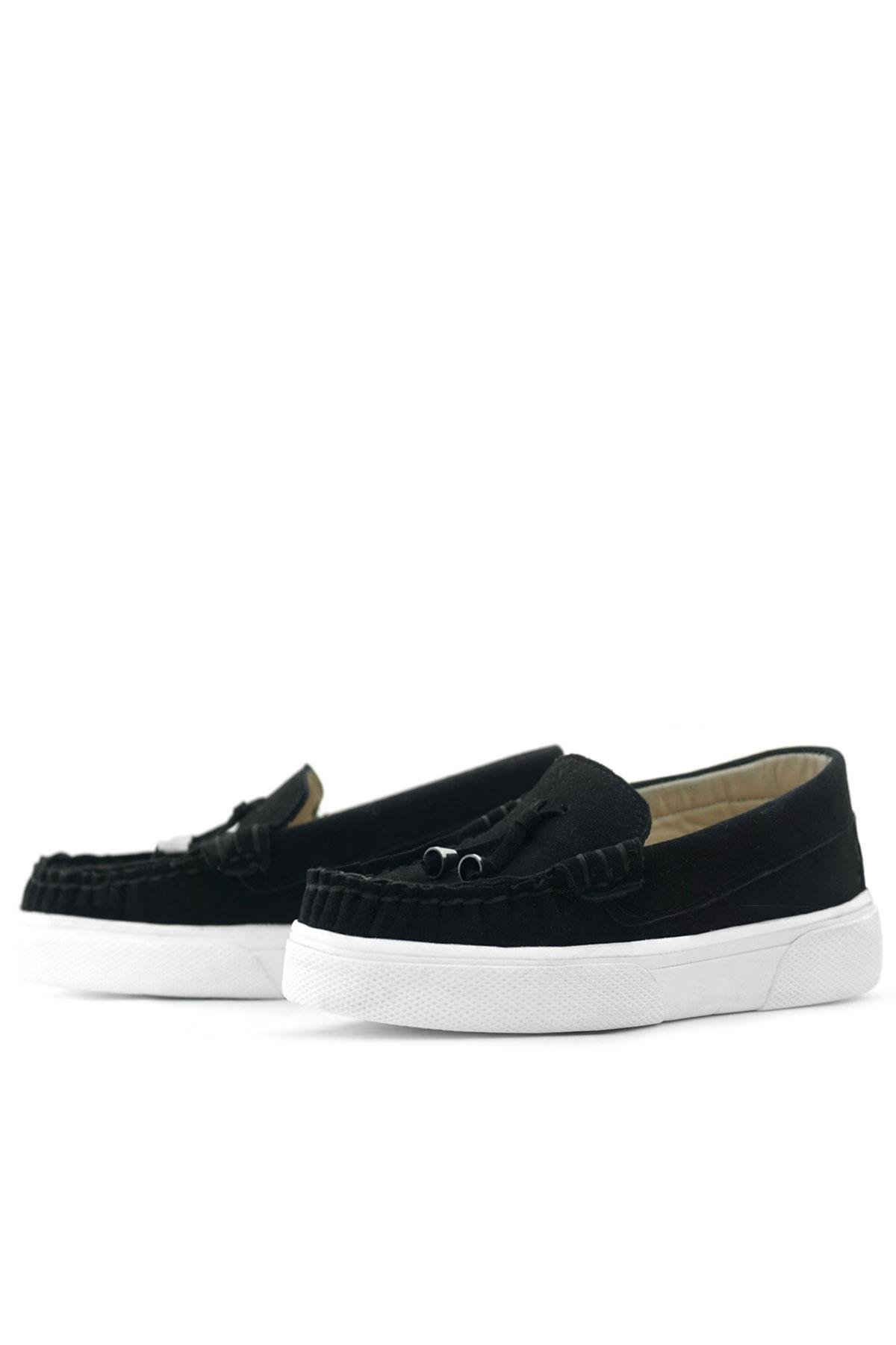 Rakerplus Siyah Süet Ekstra Hafif Çocuk Makosen Ayakkabı 3403-SN.35