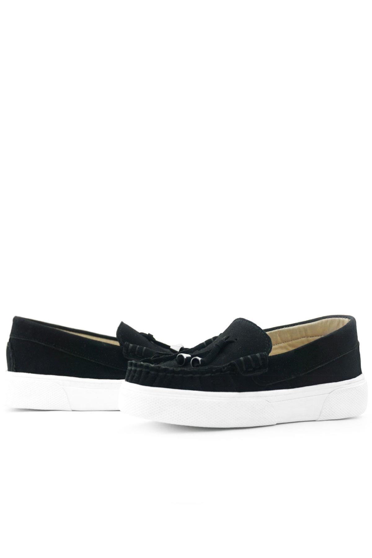 Rakerplus Siyah Süet Ekstra Hafif Çocuk Makosen Ayakkabı 3403-SN.35