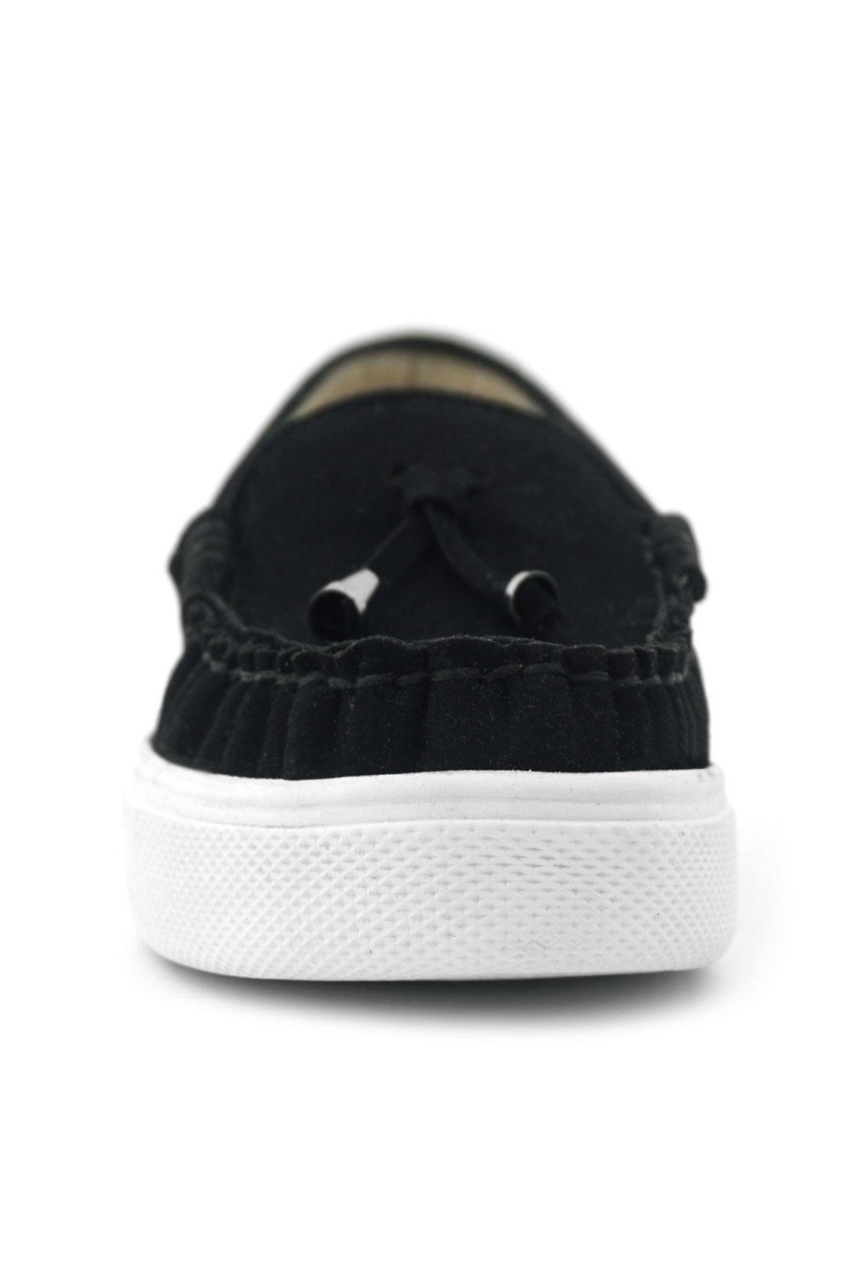 Rakerplus Siyah Süet Ekstra Hafif Çocuk Makosen Ayakkabı 3403-SN.35