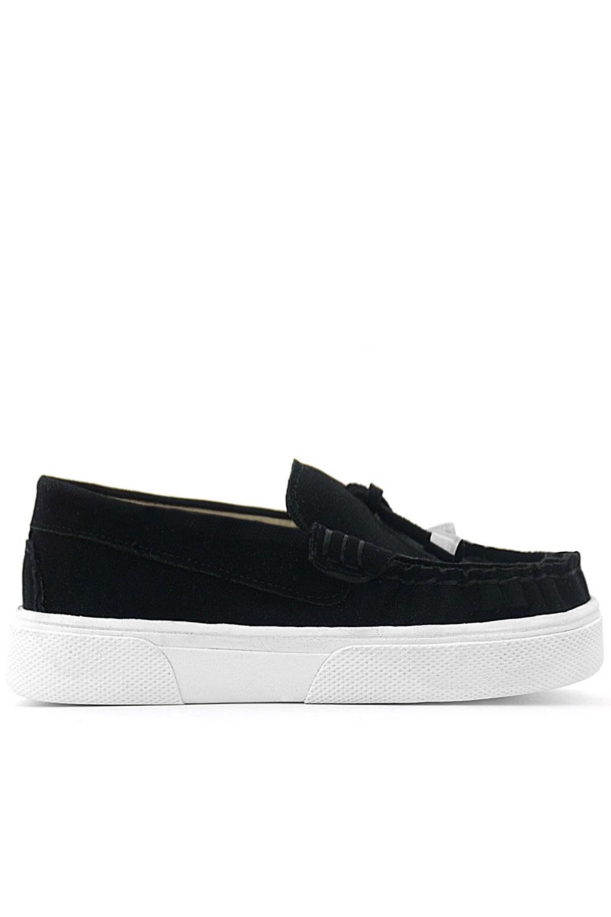 Rakerplus Siyah Süet Ekstra Hafif Çocuk Makosen Ayakkabı 3403-SN.35