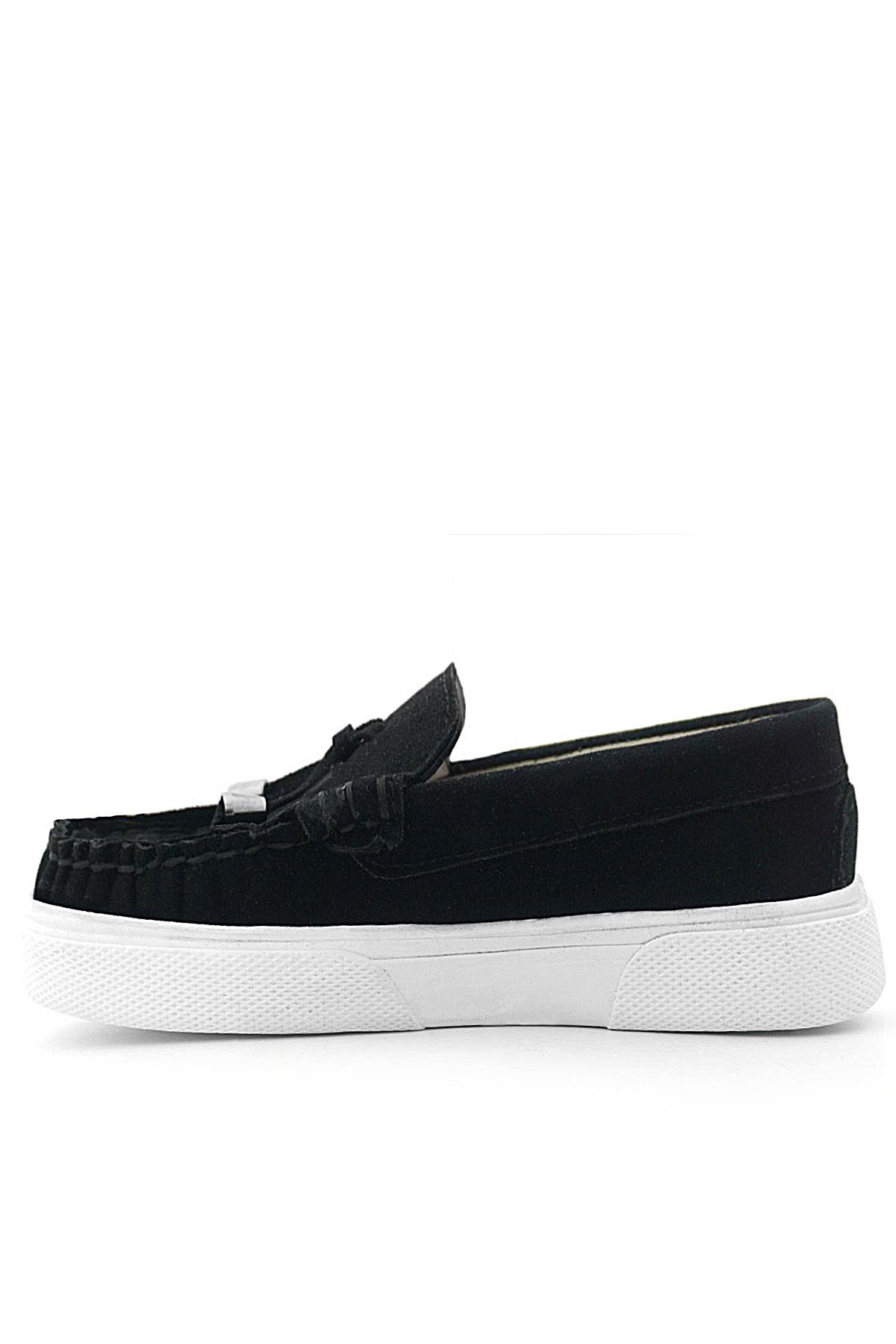 Rakerplus Siyah Süet Ekstra Hafif Çocuk Makosen Ayakkabı 3403-SN.35
