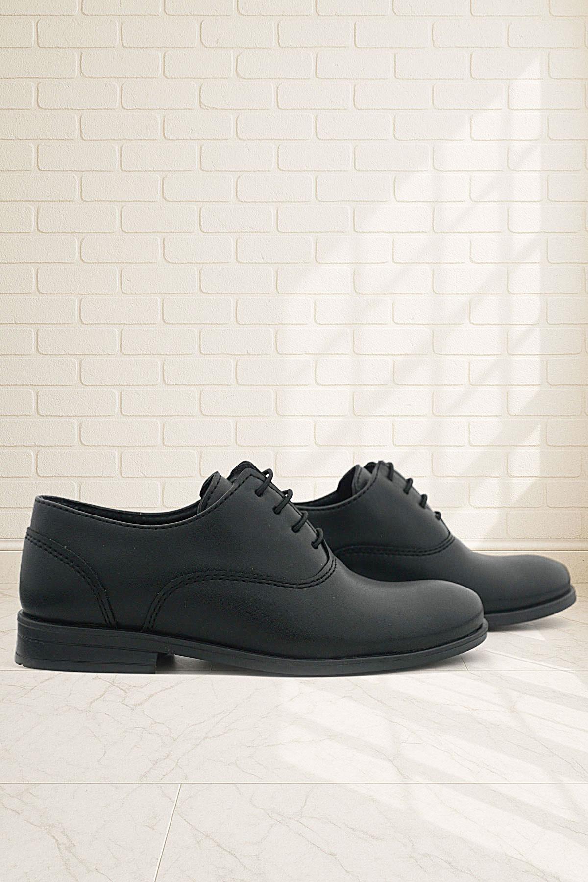 Rakerplus Smokin Siyah Mat Bağcıklı Çocuk Klasik Ayakkabısı 3000-SM-B.35