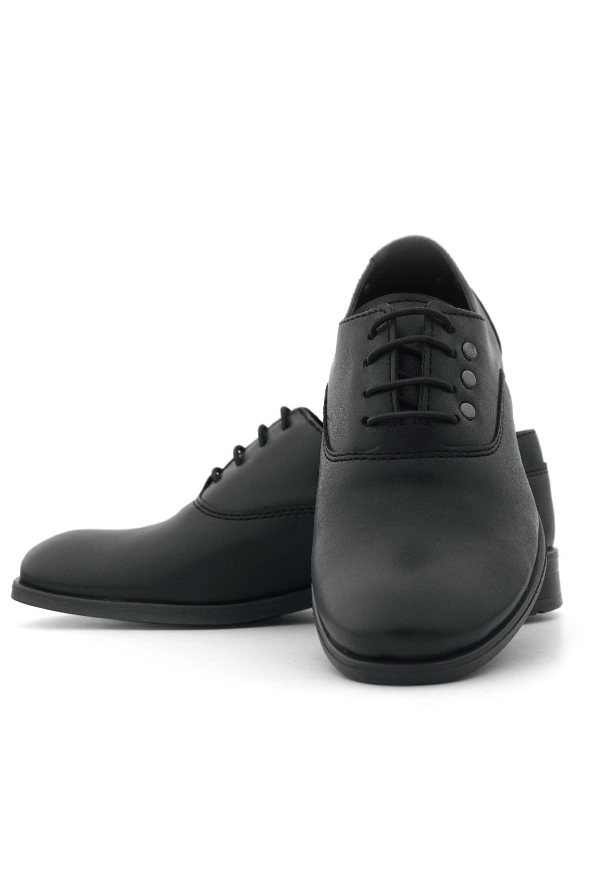 Rakerplus Smokin Siyah Mat Bağcıklı Metal Detaylı Çocuk Klasik Ayakkabısı 3000-SMDT-B.31