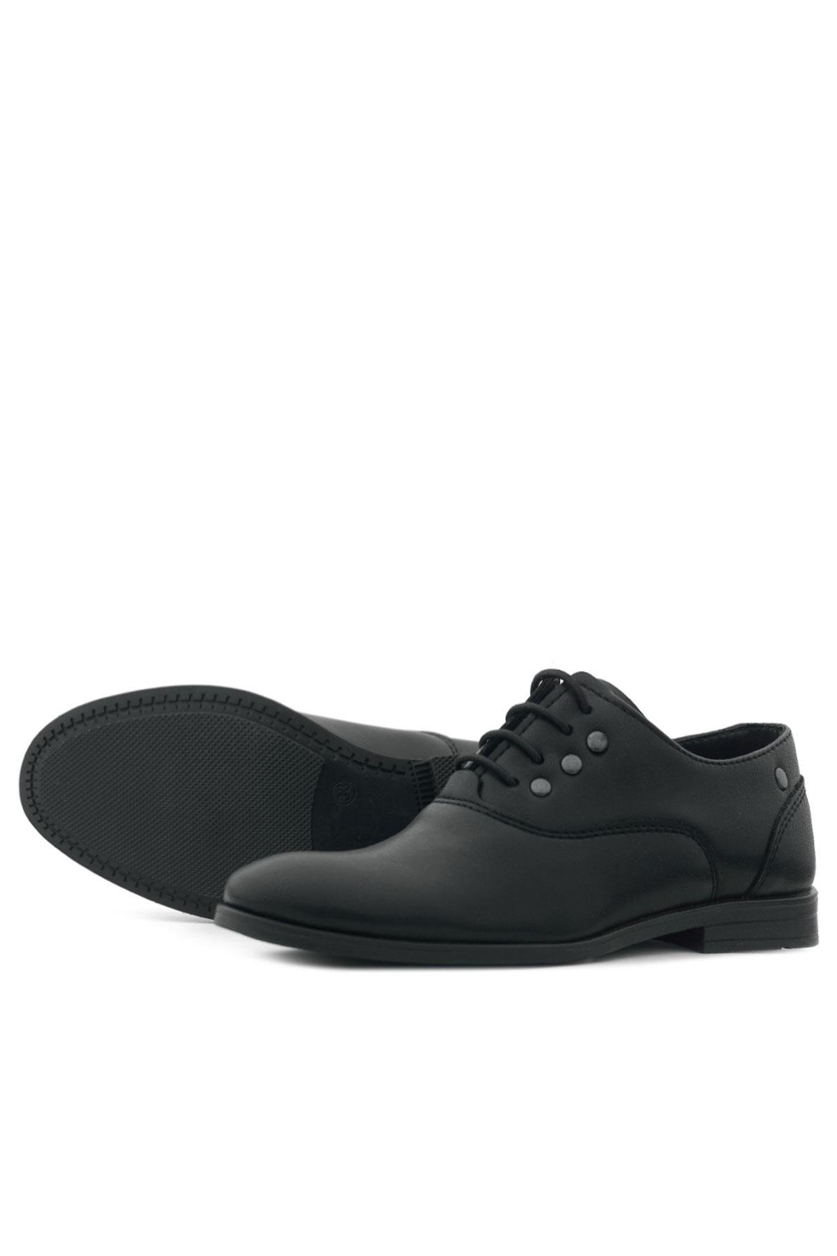 Rakerplus Smokin Siyah Mat Bağcıklı Metal Detaylı Çocuk Klasik Ayakkabısı 3000-SMDT-B.31