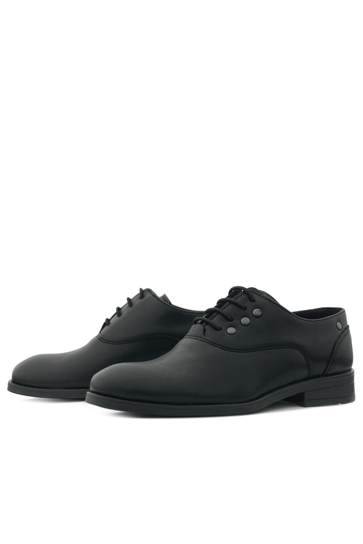 Rakerplus Smokin Siyah Mat Bağcıklı Metal Detaylı Çocuk Klasik Ayakkabısı 3000-SMDT-B.31