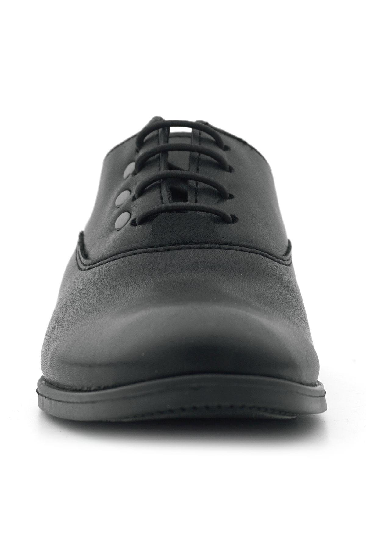 Rakerplus Smokin Siyah Mat Bağcıklı Metal Detaylı Çocuk Klasik Ayakkabısı 3000-SMDT-B.31