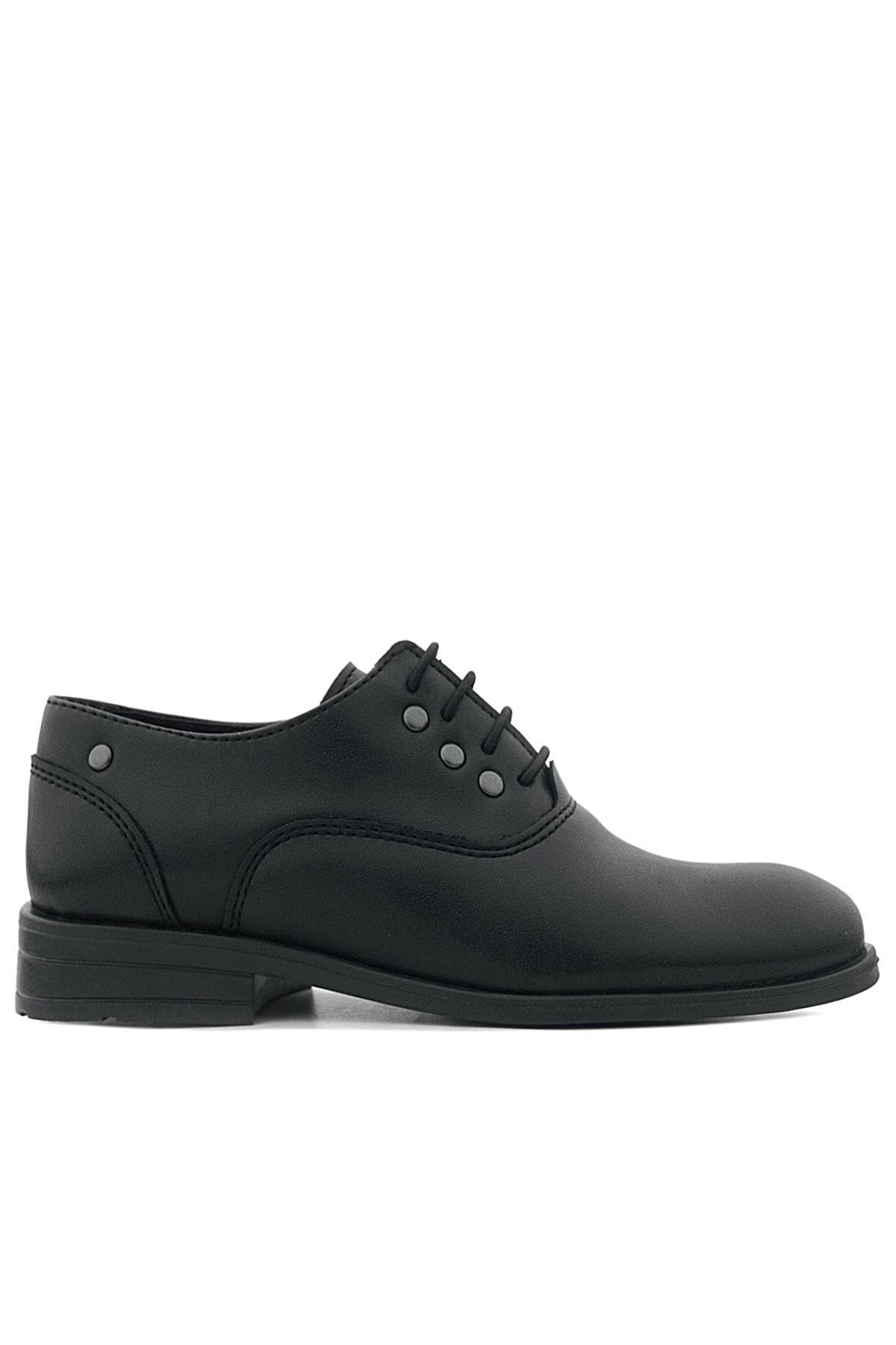 Rakerplus Smokin Siyah Mat Bağcıklı Metal Detaylı Çocuk Klasik Ayakkabısı 3000-SMDT-B.31