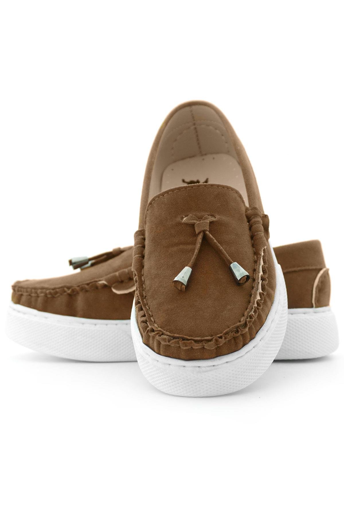 Rakerplus Taba Süet Ekstra Hafif Çocuk Makosen Ayakkabı 3403-TAB.35