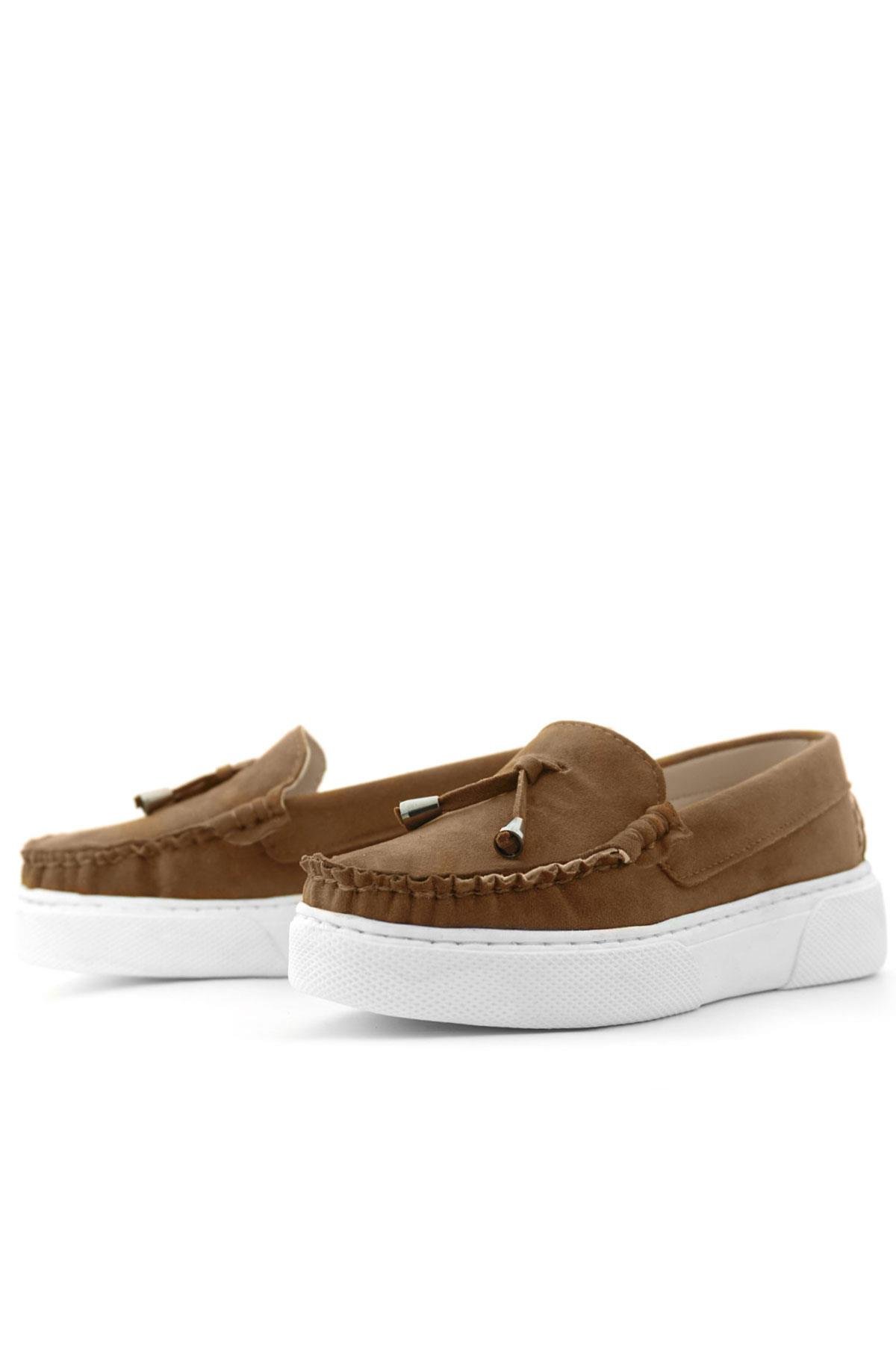 Rakerplus Taba Süet Ekstra Hafif Çocuk Makosen Ayakkabı 3403-TAB.35