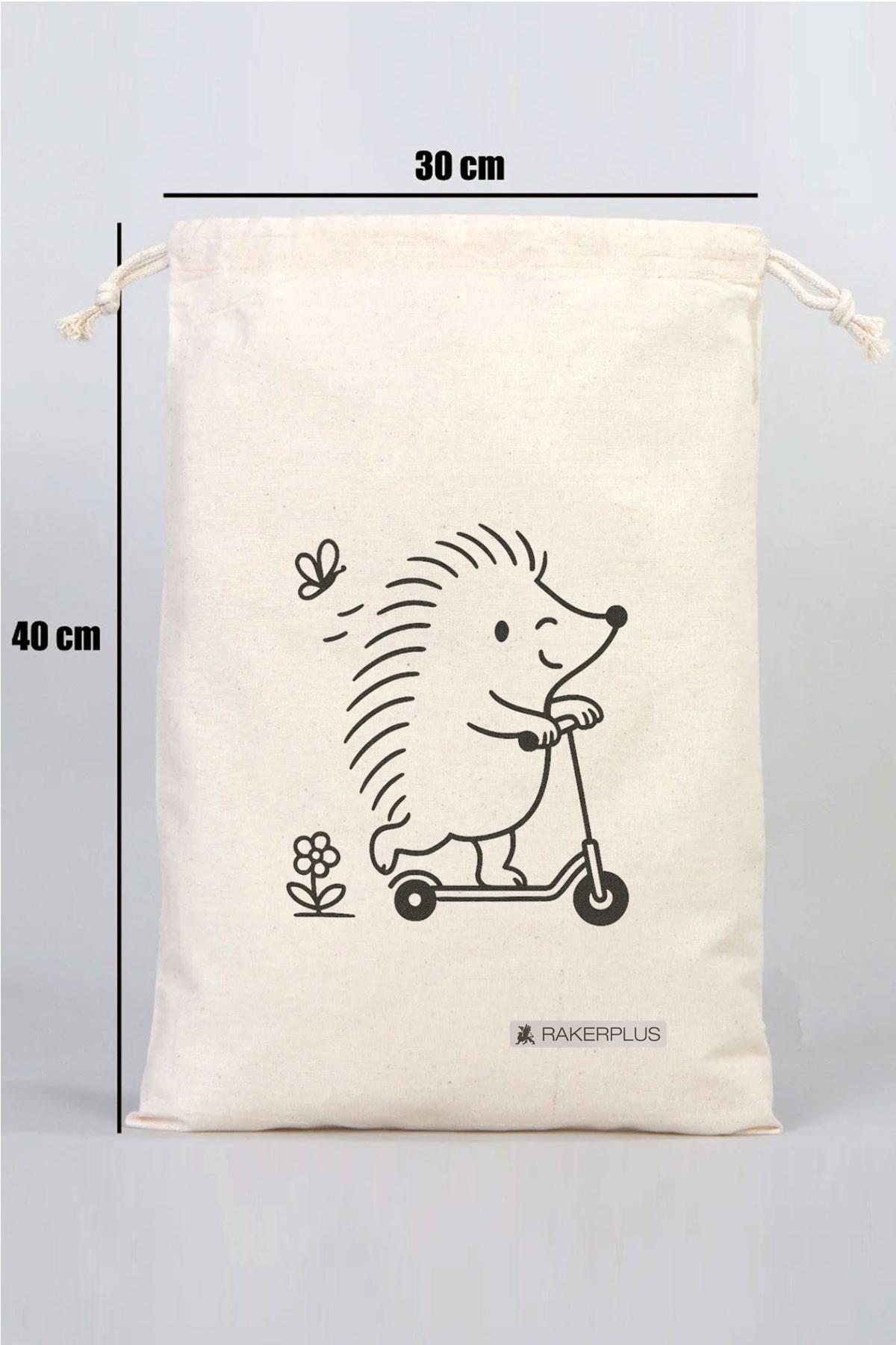 Rakerplus Tbons Özel Tasarım 30x40 cm Ham Bez Büzgülü Ayakkabı Torbası RC-0005-KRTB