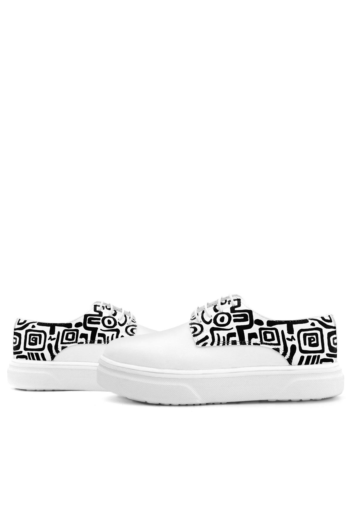 Rakerplus Tbons Özel Tasarım Derby Beyaz Cilt Çocuk Klasik Ayakkabı 3024-BCTB-B.39