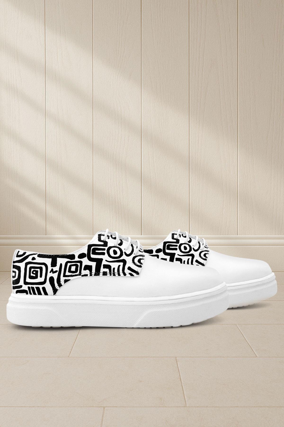 Rakerplus Tbons Özel Tasarım Derby Beyaz Cilt Çocuk Klasik Ayakkabı 3024-BCTB-B.39