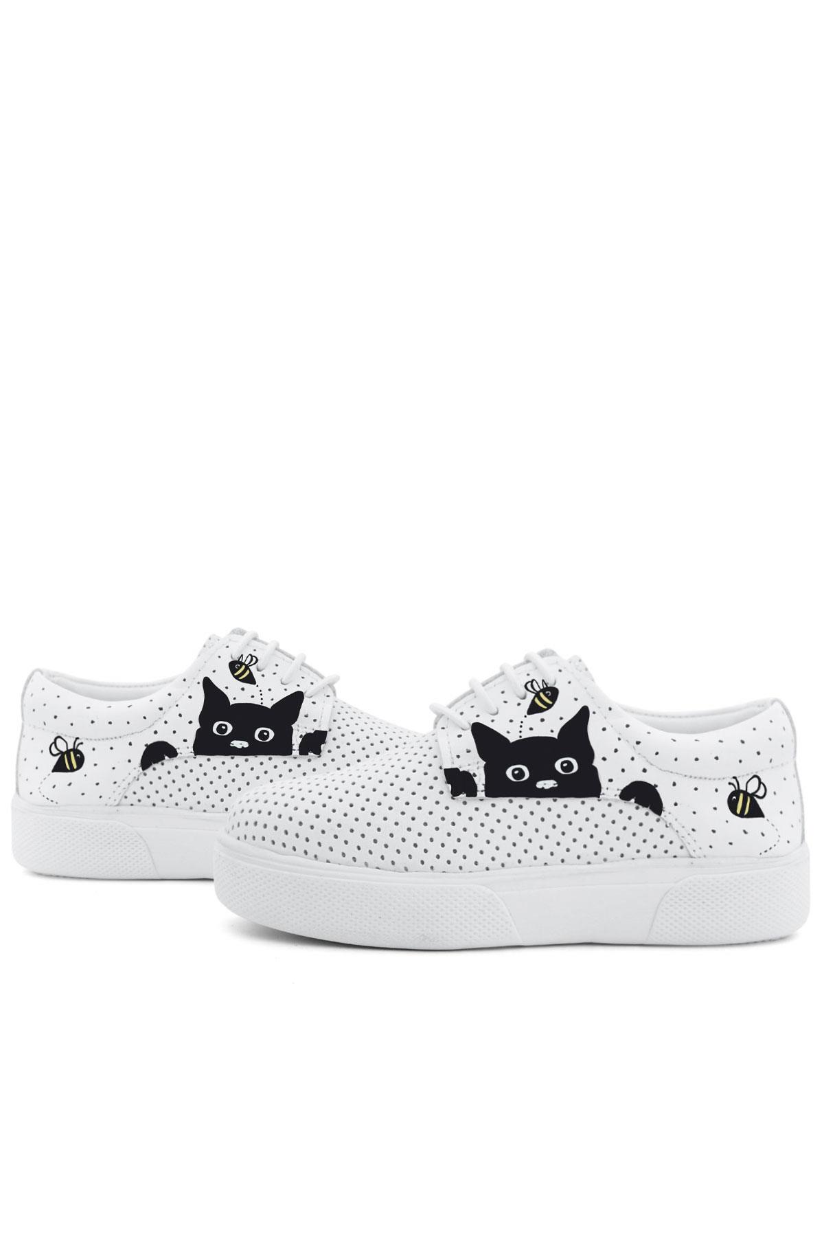 Rakerplus Tbons Özel Tasarım Hakiki Deri Beyaz Lastikli Çocuk Günlük Ayakkabı 3026-BCTB-B-DERI.30