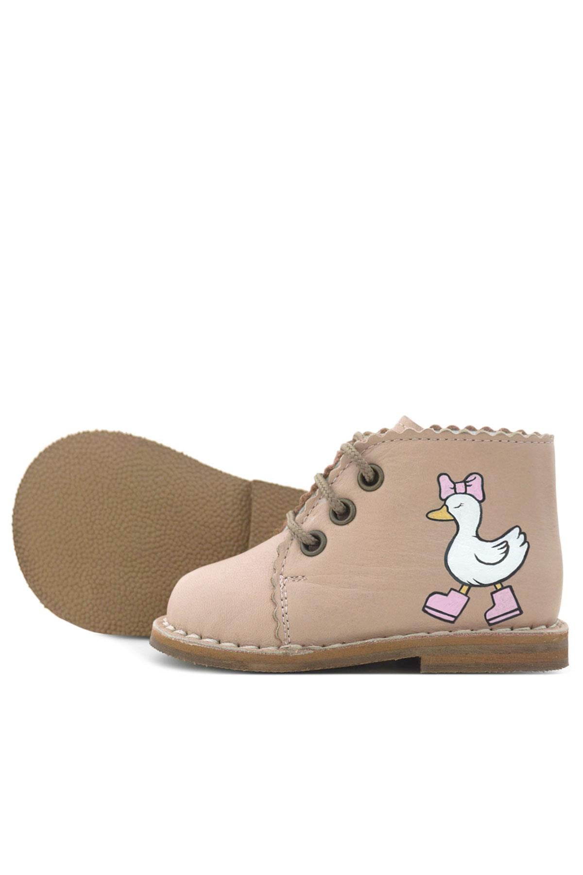 Rakerplus Tbons Özel Tasarım Handmade Hakiki Deri Pudra Kız Bebek Bot R420-PUTB.25