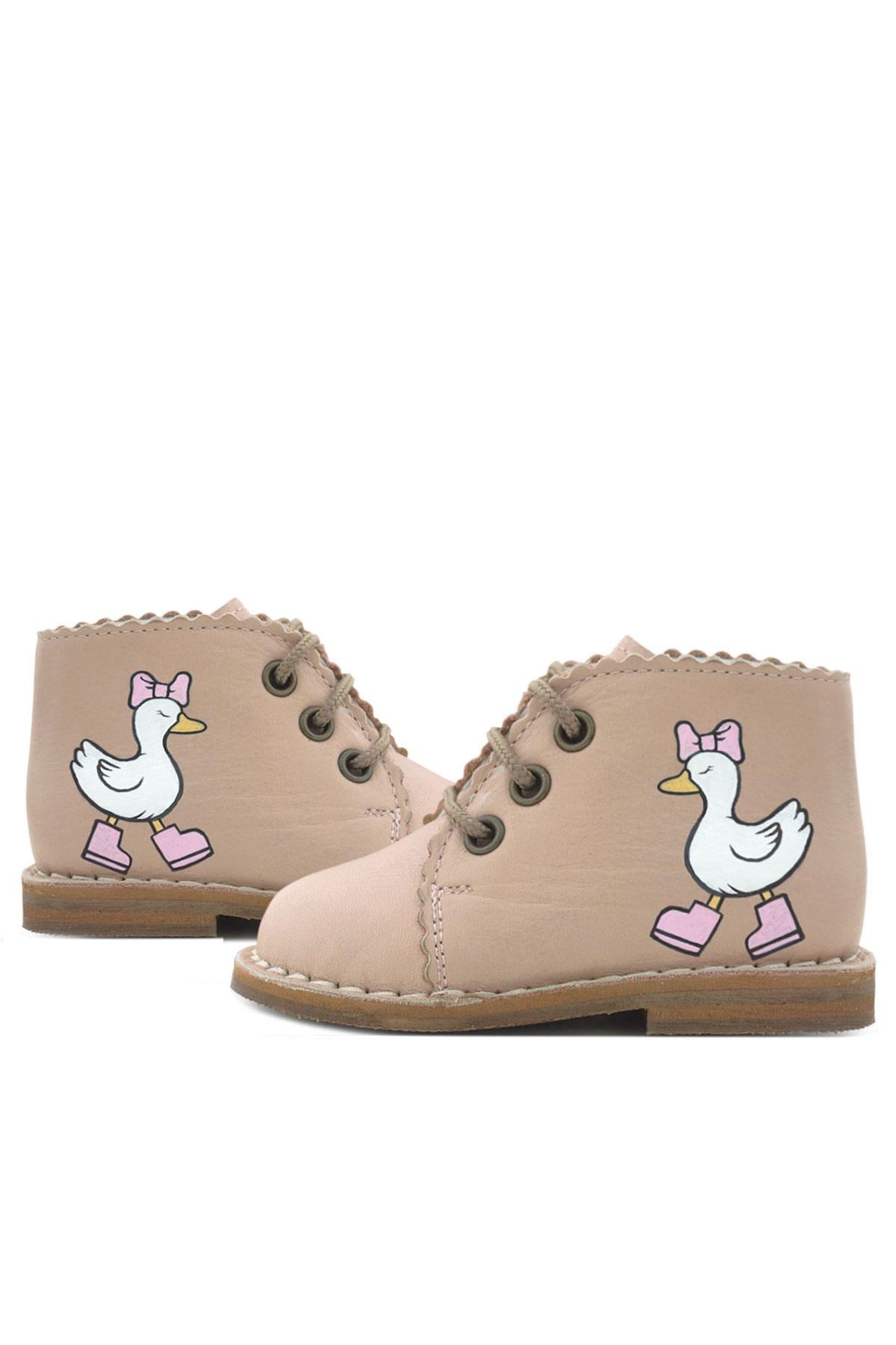 Rakerplus Tbons Özel Tasarım Handmade Hakiki Deri Pudra Kız Bebek Bot R420-PUTB.25